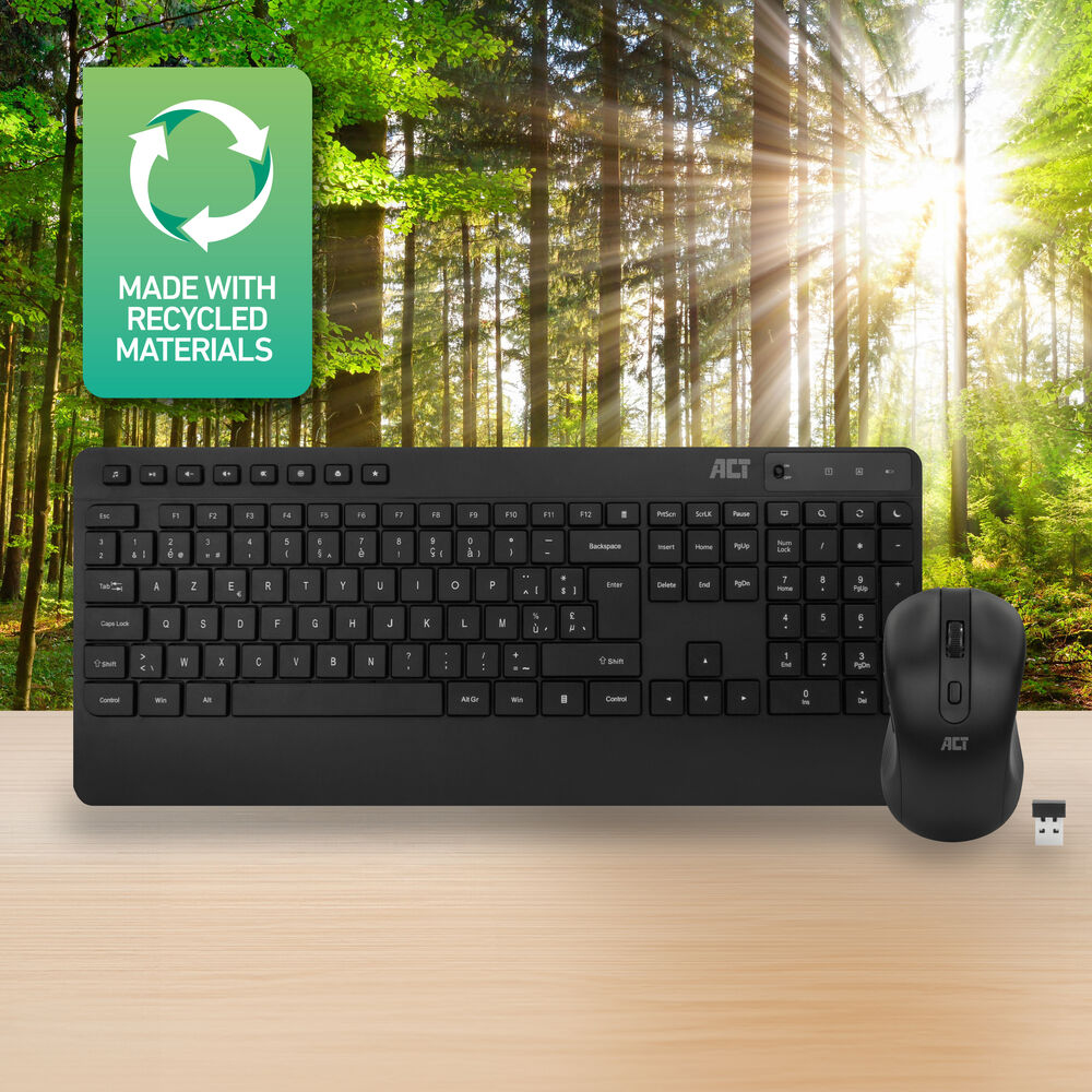 ACT Wireless keyboard and mouse bundle (Azerty), silent click, eco-friendly, made from recycled materials – image 6