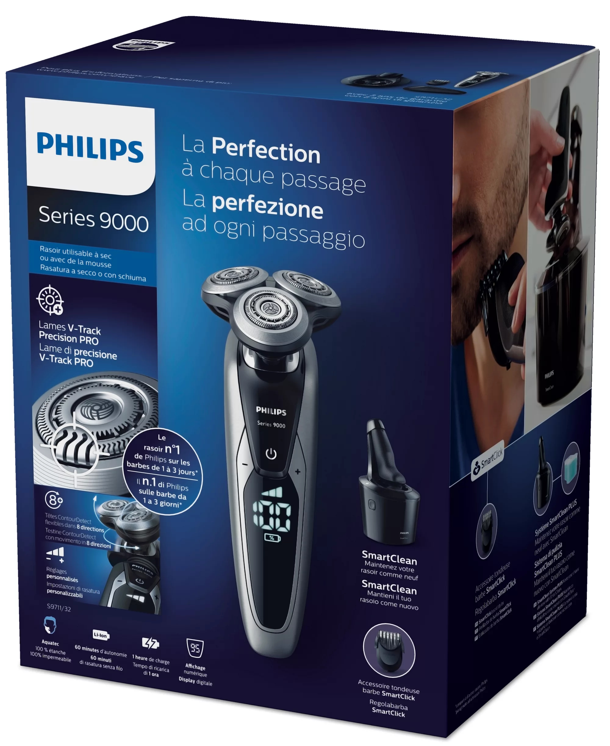 Philips SHAVER Series 9000 S9711/32R1 men's shaver Rotation shaver Trimmer Black, Silver – image 2