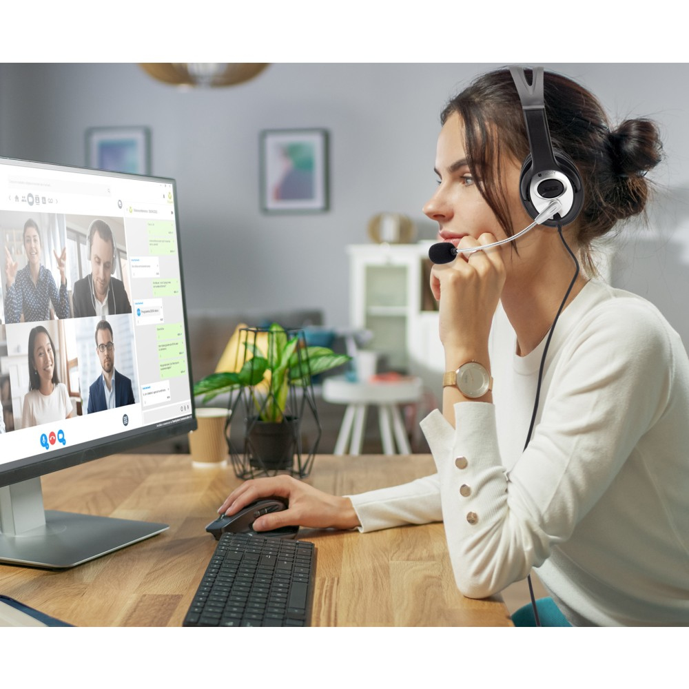 Techly ICC-SH-555TY headphones/headset Wired Head-band Office/Call center Black, Silver – image 4