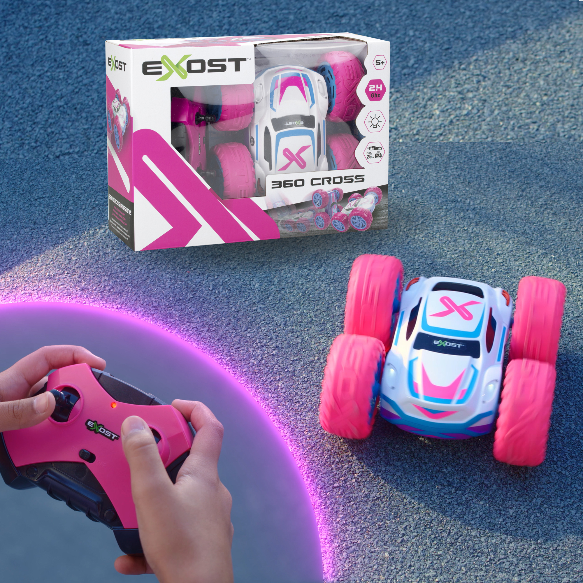 Resim Exost 20260 Kumandalı Araba, 1:18 Ölçek, 2.4 GHz, 25 m Menzil, Camgöbeği/Pembe/Beyaz