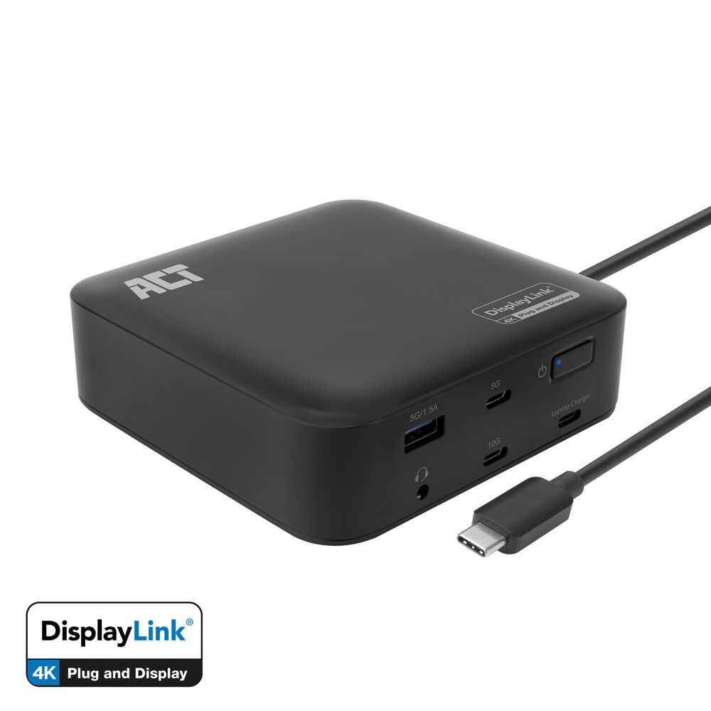 ACT Universal USB-C Docking Station 4K, for 2 HDMI/DisplayPort monitors, DisplayLink, compact design – image 1