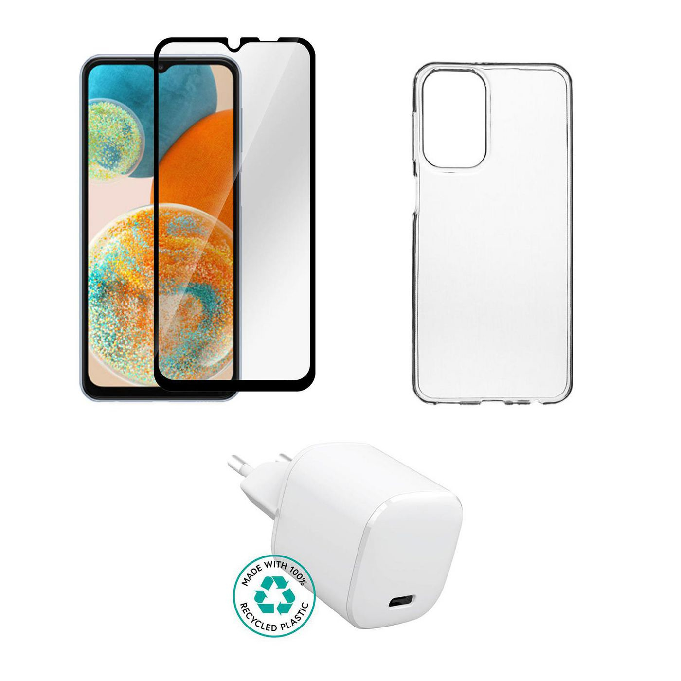 eSTUFF ES-KIT-SAMGALA235G mobile device charger Mobile phone Transparent, White AC Indoor
