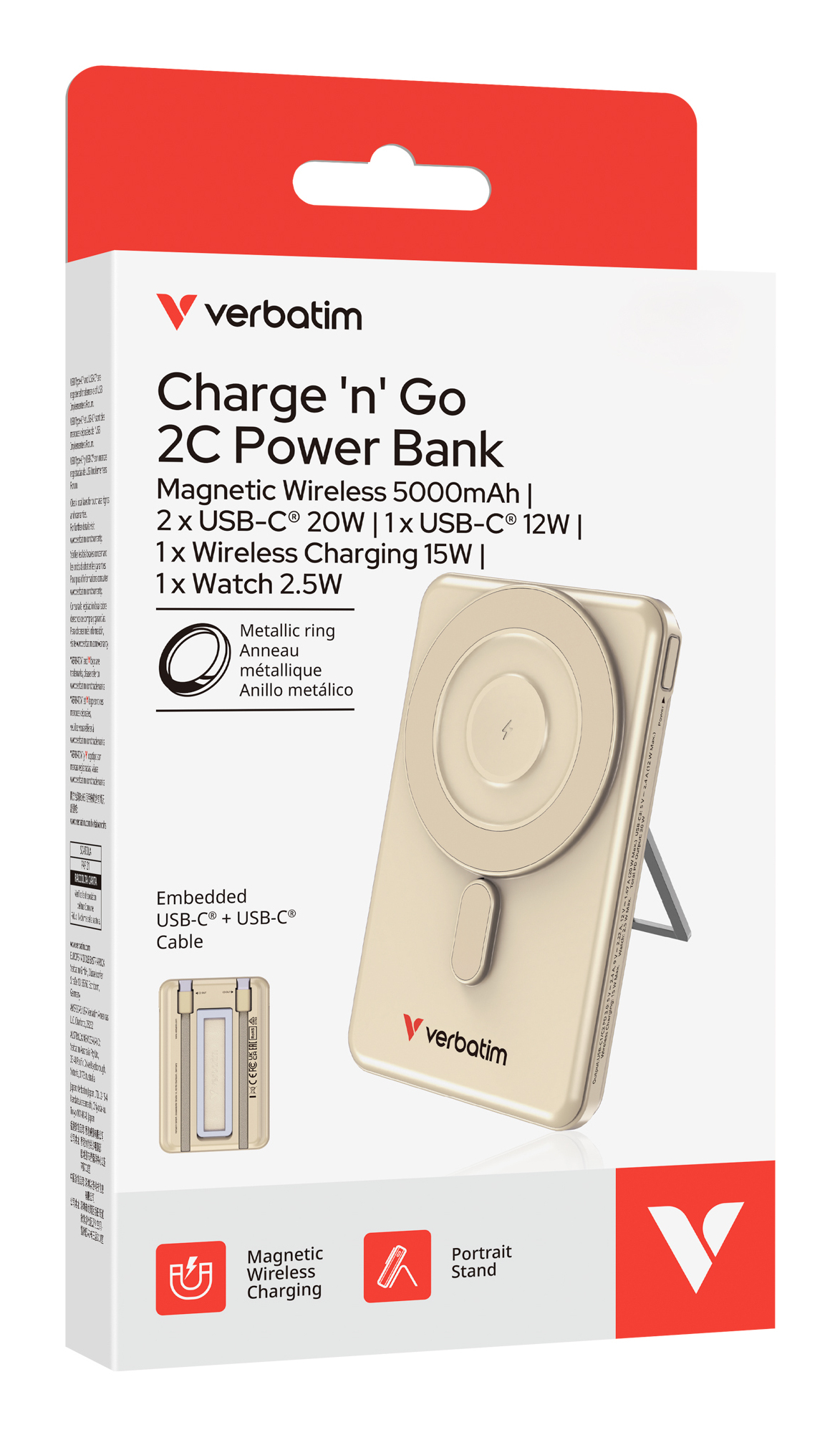 Verbatim Charge'n'G0 2C power Bank 5000 rnAh Gold – image 4