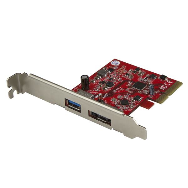 StarTech.com 2-Port USB 3.1 Gen 1(10Gbps) and eSATA(6Gbps) PCIe Card - PCI Express Controller Card - 1x USB-A and 1x eSATA (PEXUSB311A1E) - USB adapter - PCIe 3.0 x4 low profile - USB 3.1 x 1 + eSATA 6 Gb/s x 1 - red