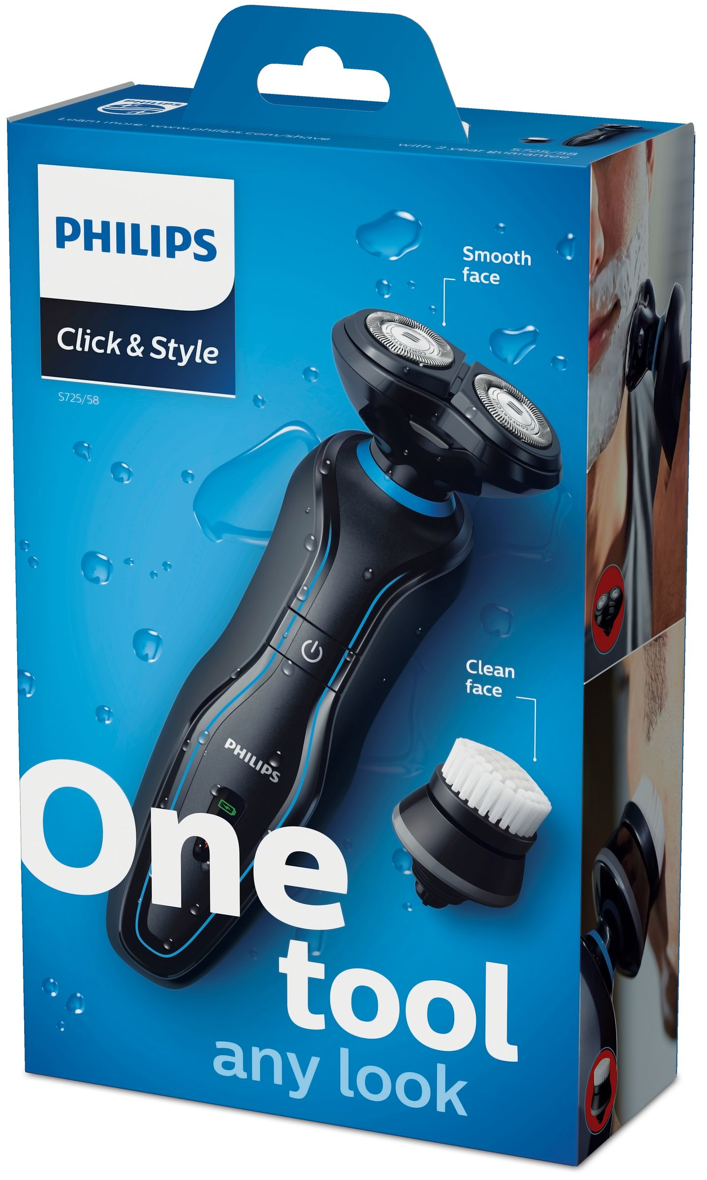Philips Click & Style S725/58 men's shaver Rotation shaver Black, Blue – image 2