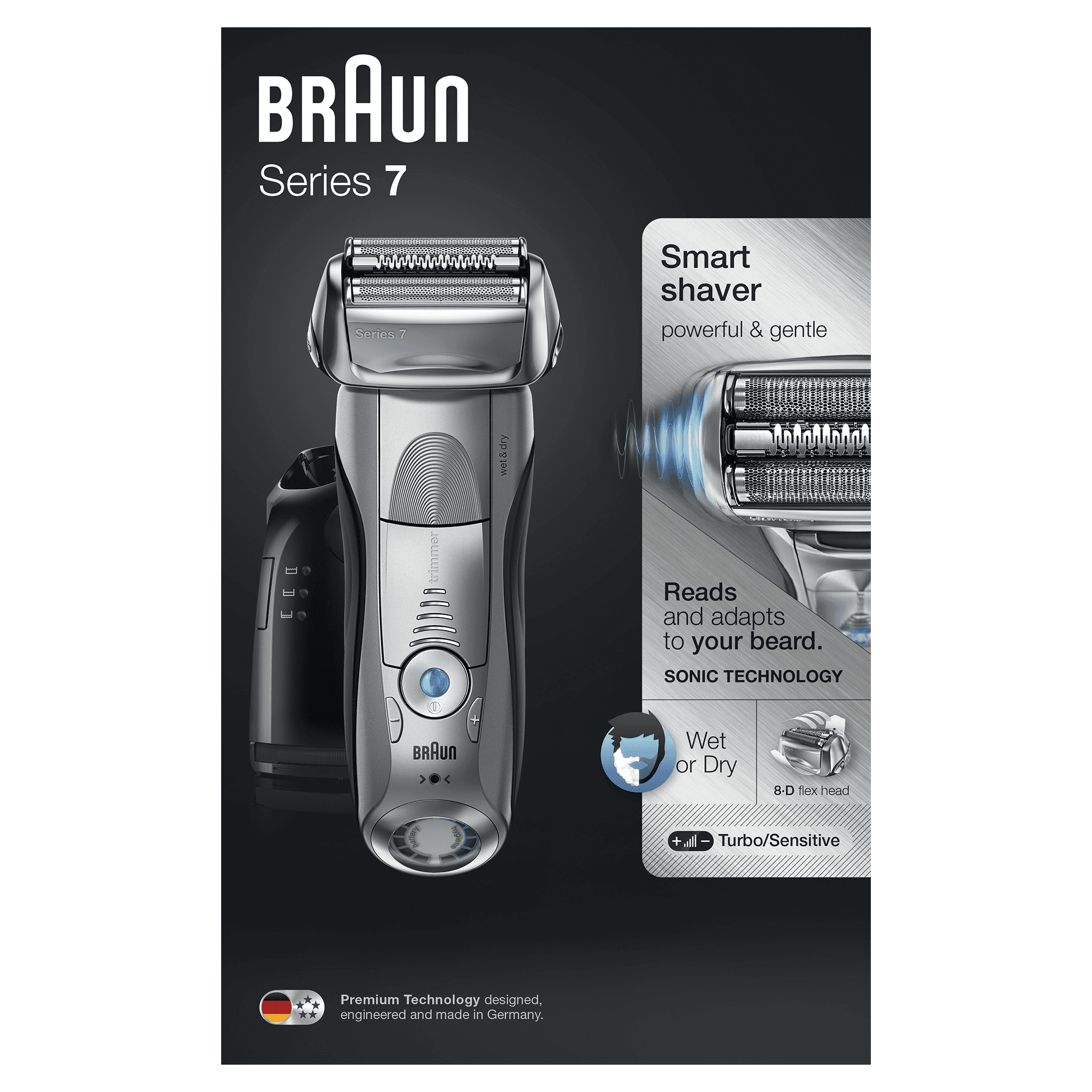 Braun Series 7 Electric Shaver For Men 7899cc, With Clean&Charge Station And Travel Case – Silver – image 3