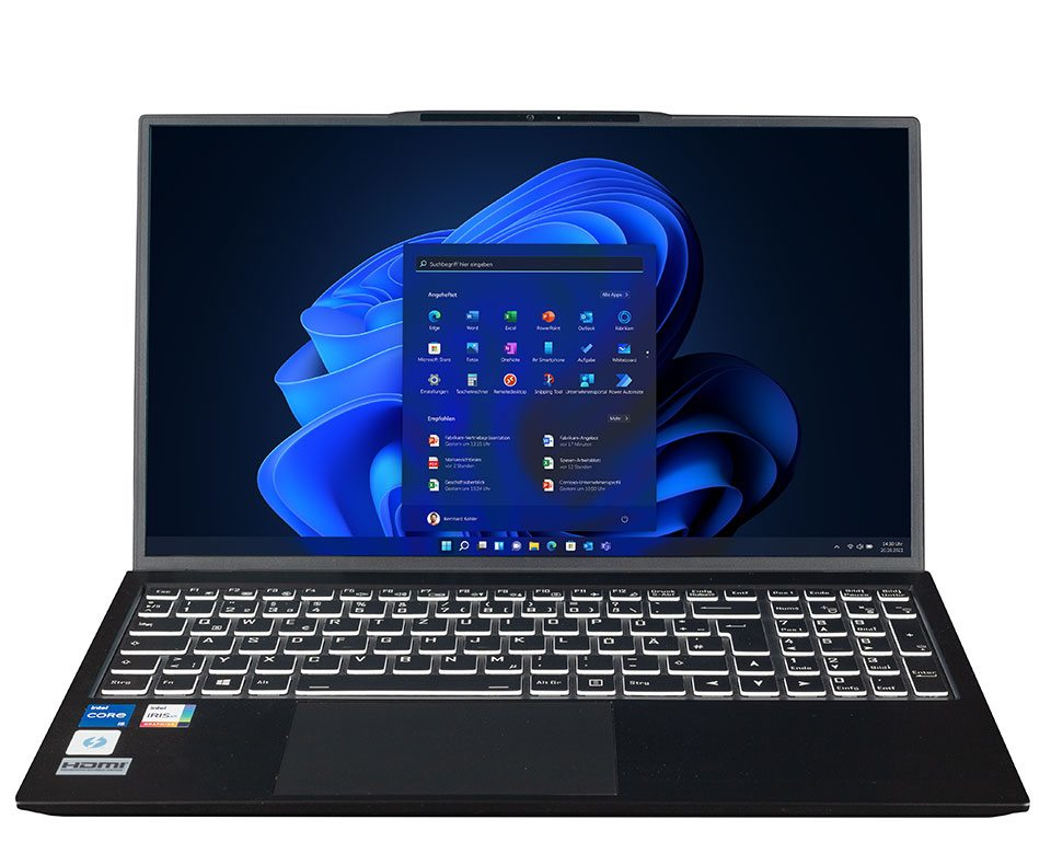 bluechip TRAVELline B15W58 Intel® Core™ i7 i7-1355U Laptop 15.6" Full HD 16 GB DDR5-SDRAM 1 TB SSD Wi-Fi 6E (802.11ax) Windows 11 Pro Black