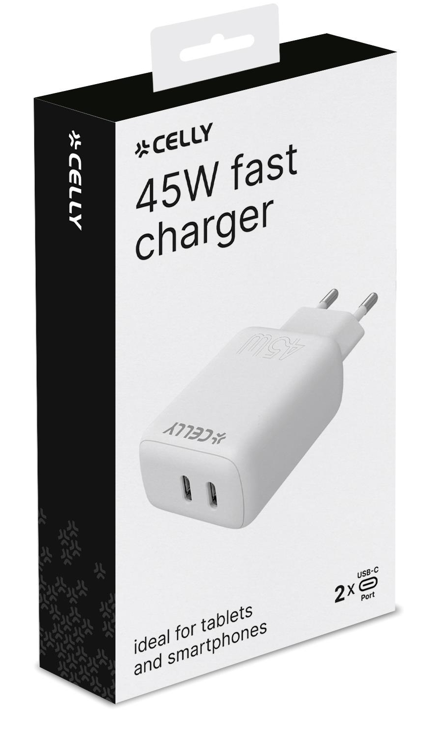 Celly TC2USBC45WWH mobile device charger Smartphone, Tablet White AC Fast charging Indoor – image 2