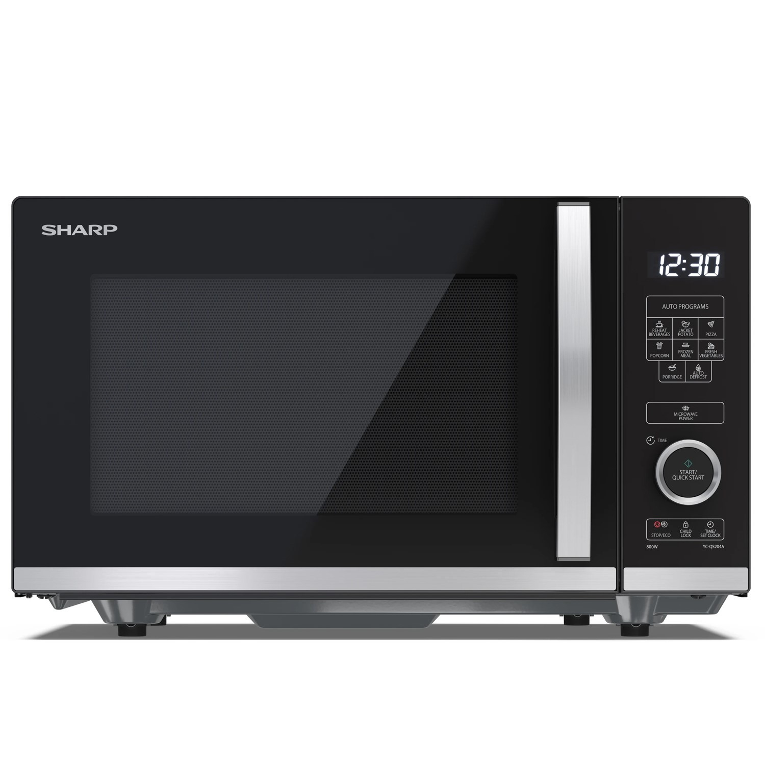 Sharp YC-QS204AE-B microwave Black, Stainless steel Solo microwave Countertop – image 1