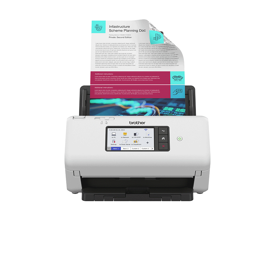 Escáner Brother ADS4700W - 40ppm - Wi-Fi - Dúplex - Blanco - ADS4700W