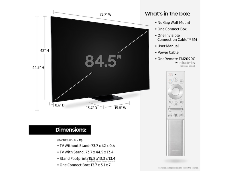 Samsung QN85Q950TSF 2.15 m (84.5") 8K Ultra HD Smart TV Wi-Fi Stainless steel – image 4