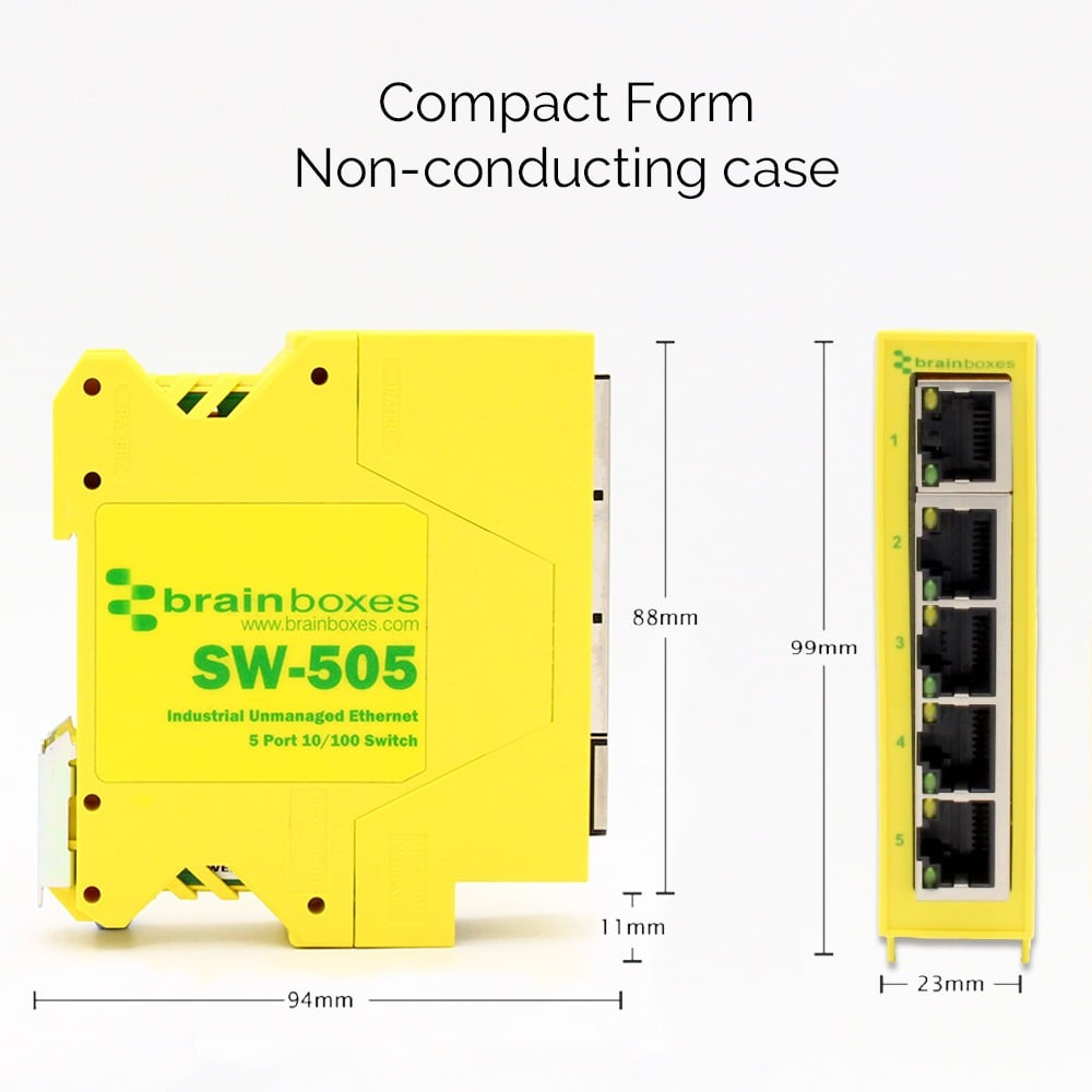 Brainboxes Industrial 5 Port 10/100 Ethernet Switch – image 3