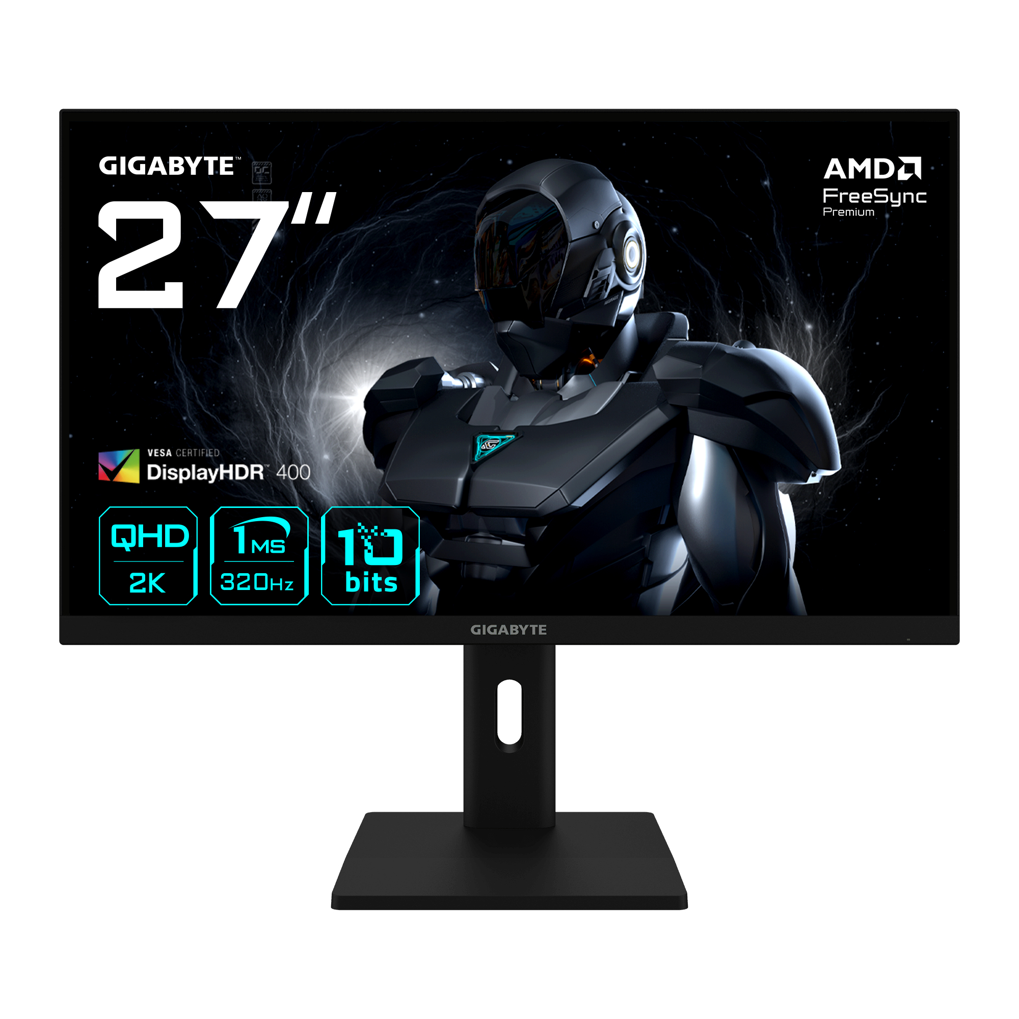 Monitor gaming - Gigabyte G27Q3, 27 " QHD, 320 Hz, 1 ms, IPS, Altura Ajustable, AMD Freesync Premium, Display HDR 400, Negro