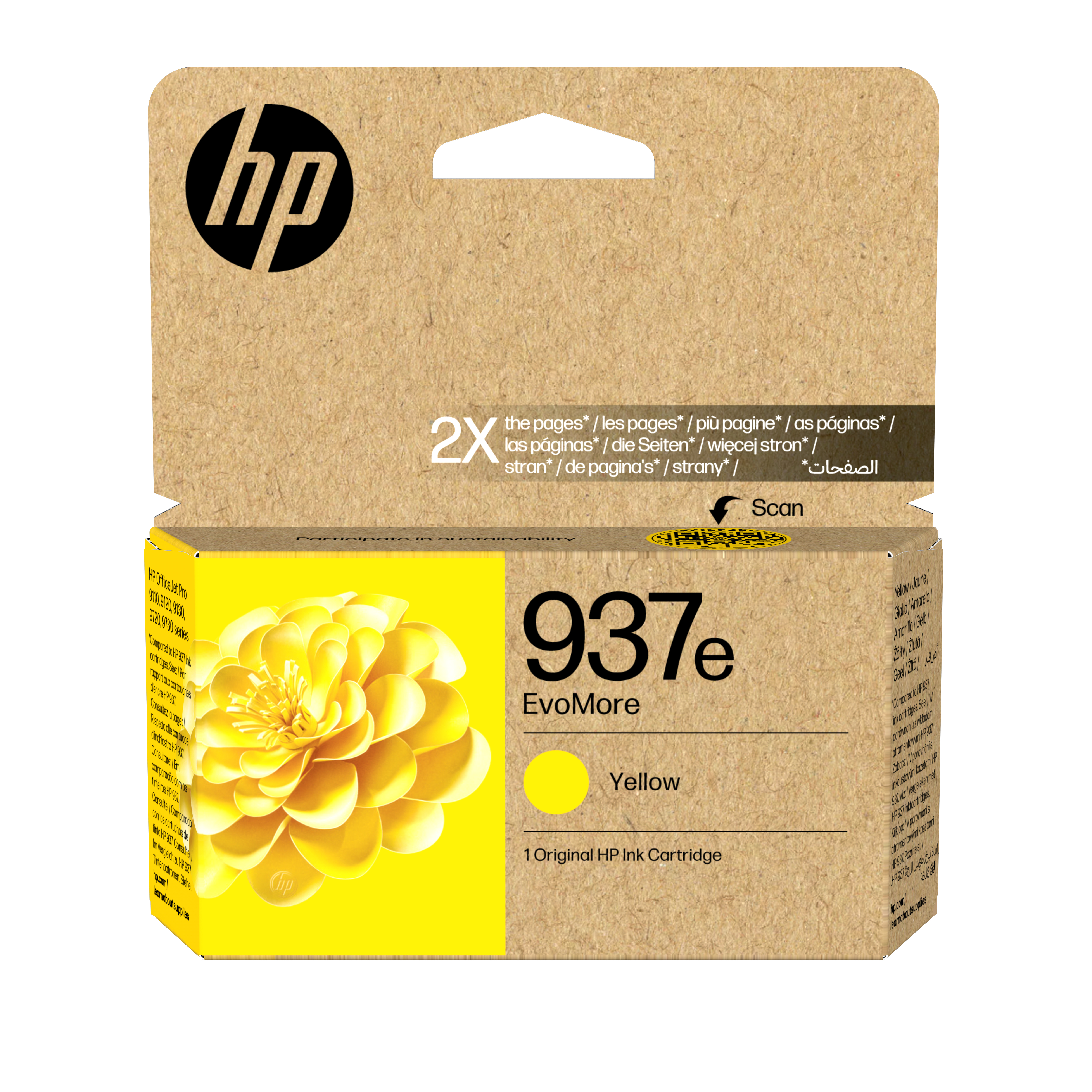 HP 937E EVOMORE YELLOW EN/FR/IT/PT/ES INK CARTRIDGE