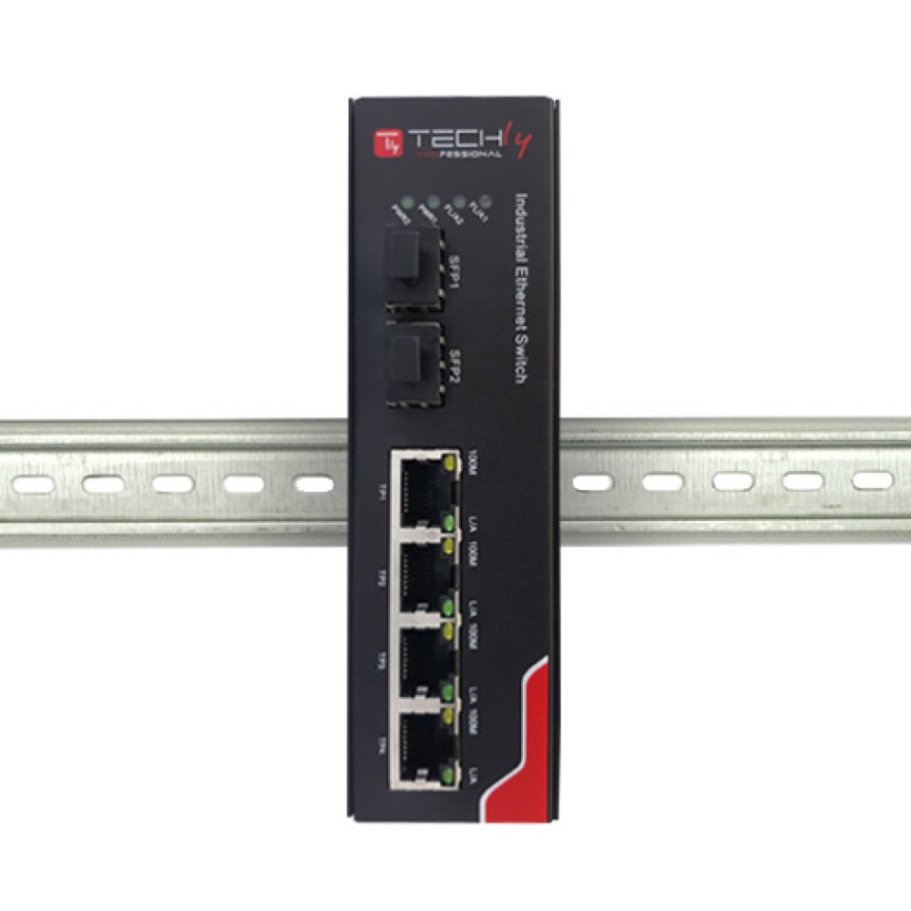 Techly I-SWHUB-IND1204 network switch Fast Ethernet (10/100) Black – image 1
