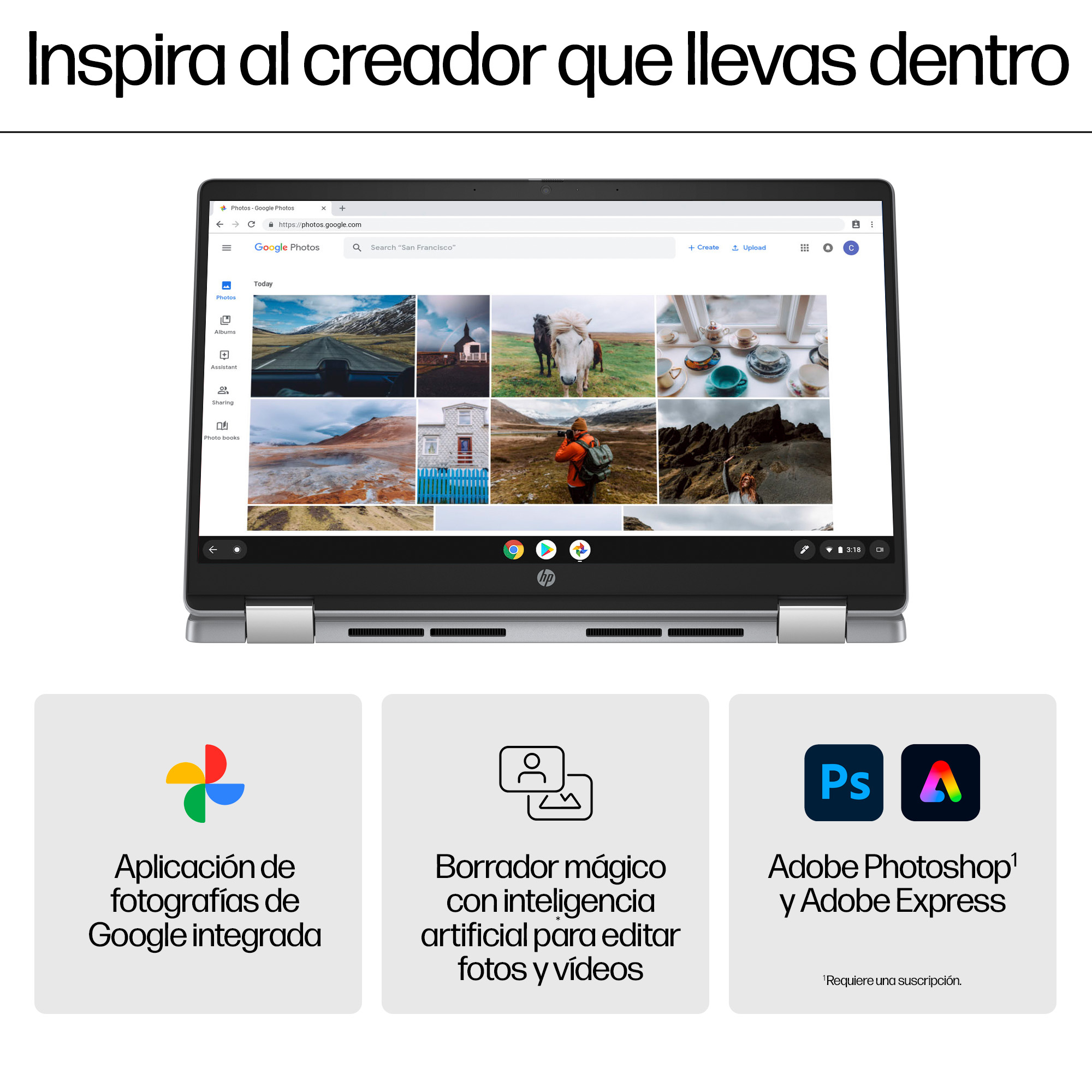 Portátil - HP Chromebook Plus x360 14b-cd0001ns, 14" Full HD, Intel® Core™ i3-N305, 8GB RAM, 256GB UFS, Gráficos UHD, Google Chrome OS - imagen 8