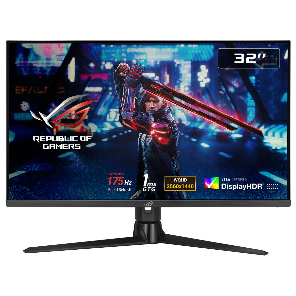ASUS ROG Strix XG32AQ - LED monitor - gaming - 32" - 2560 x 1440 WQHD @ 144 Hz - Fast IPS - 450 cd/m� - 1000:1 - DisplayHDR 600 - 1 ms - 2xHDMI, DisplayPort - black