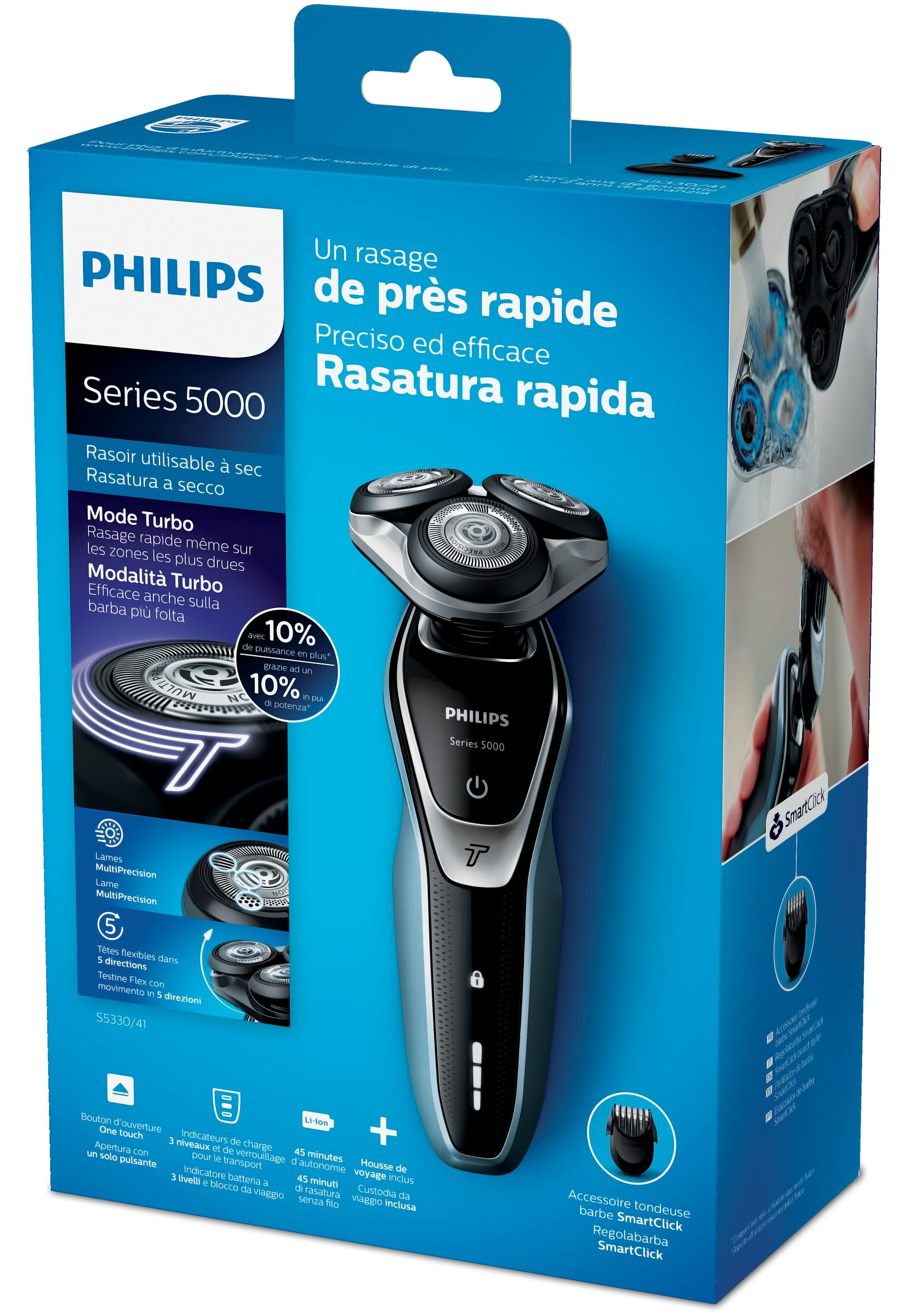 Philips SHAVER Series 5000 S5330/41 men's shaver Rotation shaver Blue, Silver – image 2