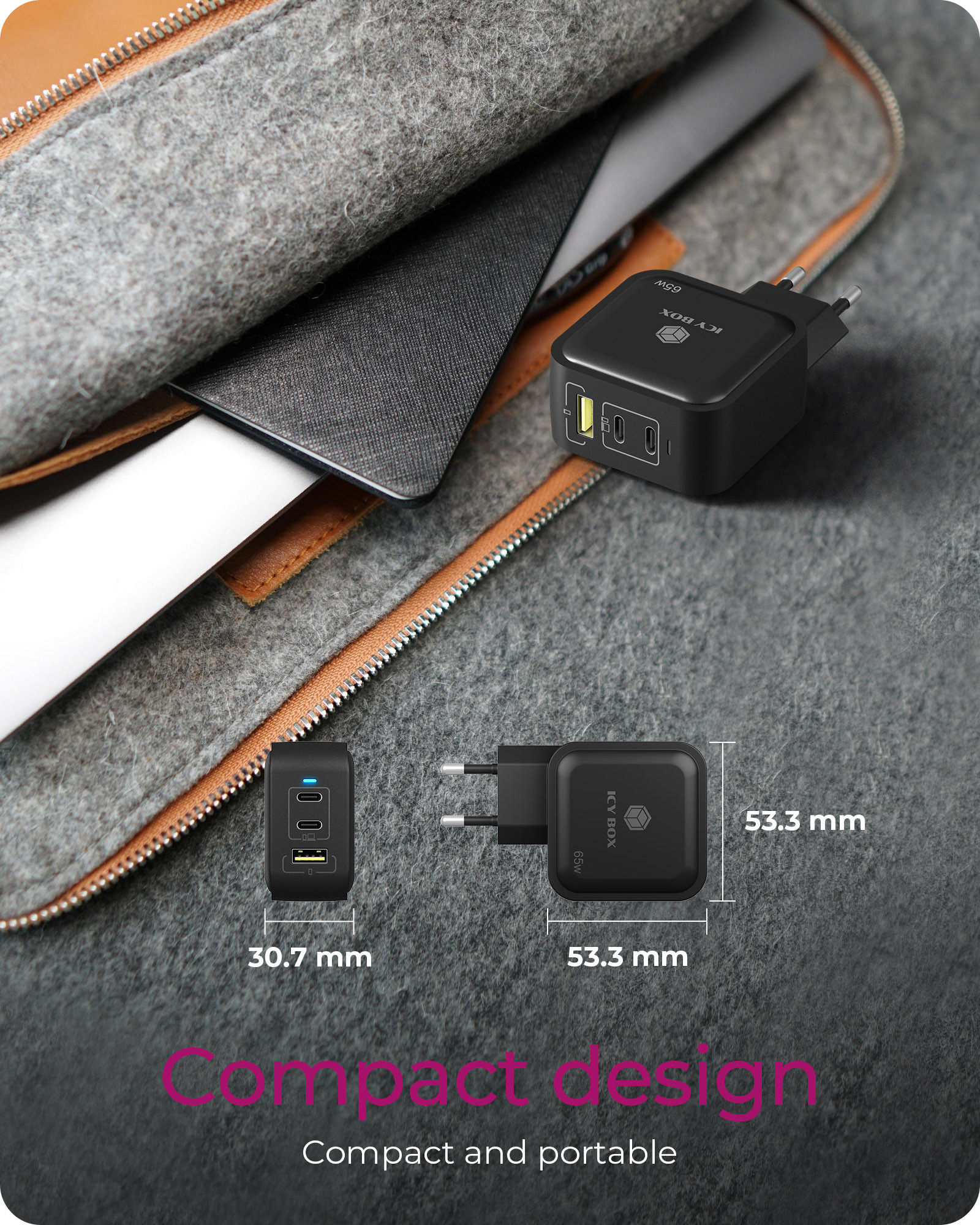 ICY BOX IB-PS1030-PD Universal Black AC Fast charging Indoor – image 3