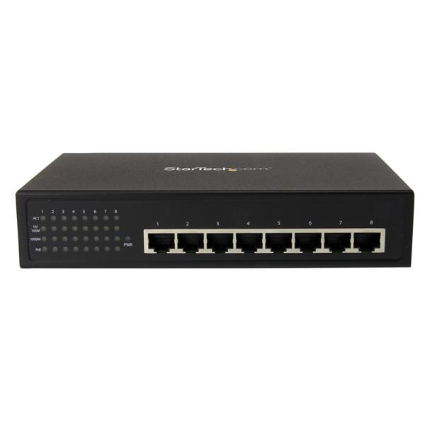 StarTech.com 8 Port Unmanaged Industrial Gigabit Power over Ethernet Switch - 802.3af/at PoE+ Switch - Wall Mountable – image 2