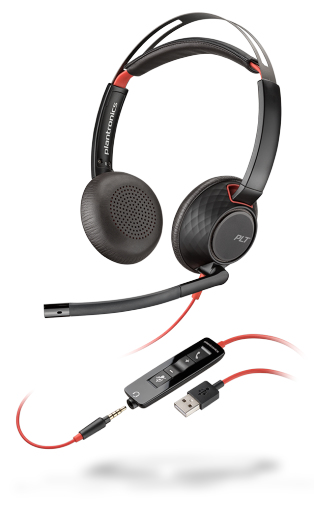 POLY Blackwire 5220 Headset Kabel Huvudband Samtal/musik USB Type-A Svart, Röd