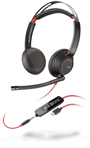 POLY Blackwire 5220 Auricolare Cablato A Padiglione Musica e Chiamate USB tipo-C Nero Rosso