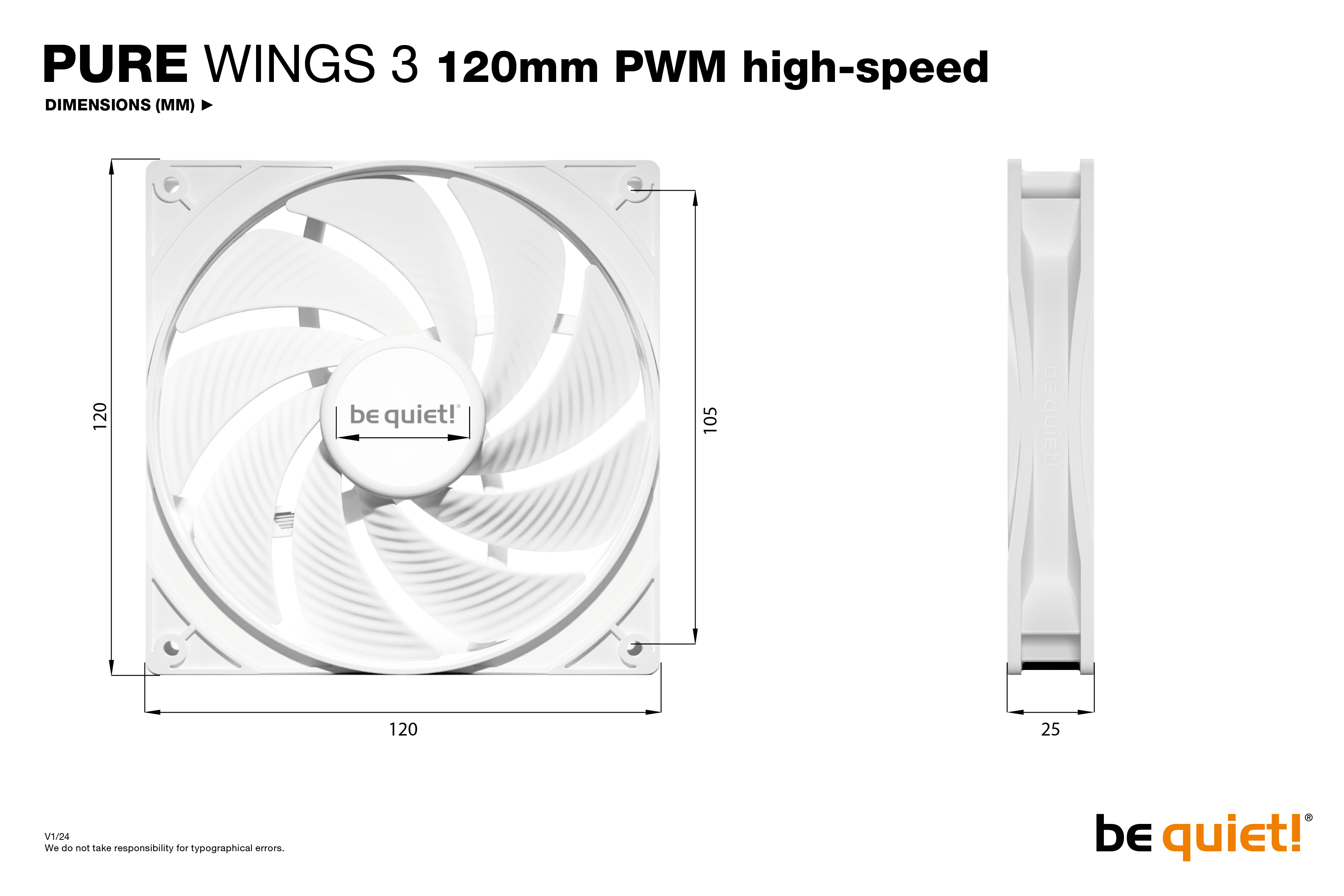 be quiet! Pure Wings 3 120mm PWM high-speed White Computer case Fan 12 cm 1 pc(s) image 5
