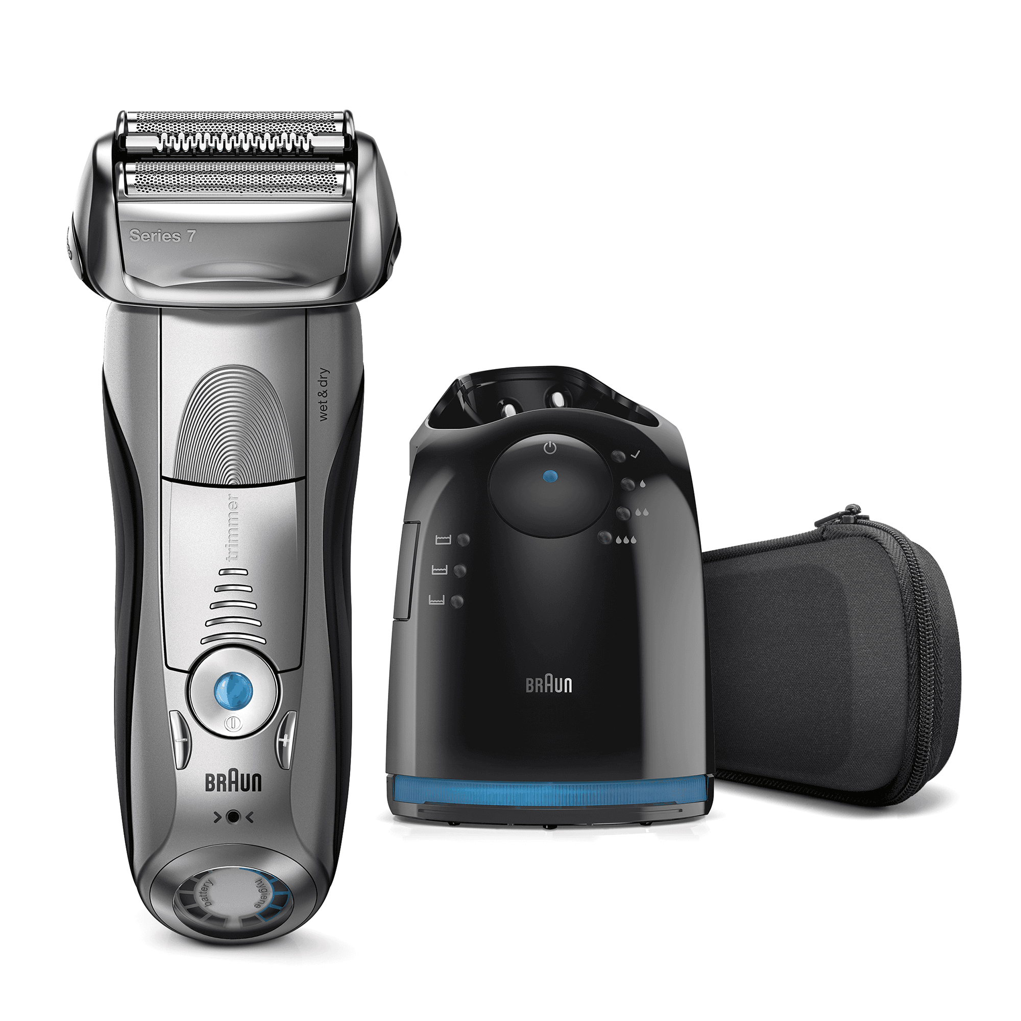 Braun Series 7 Electric Shaver For Men 7897cc, With Clean&Charge Station And Travel Case – Silver – image 1