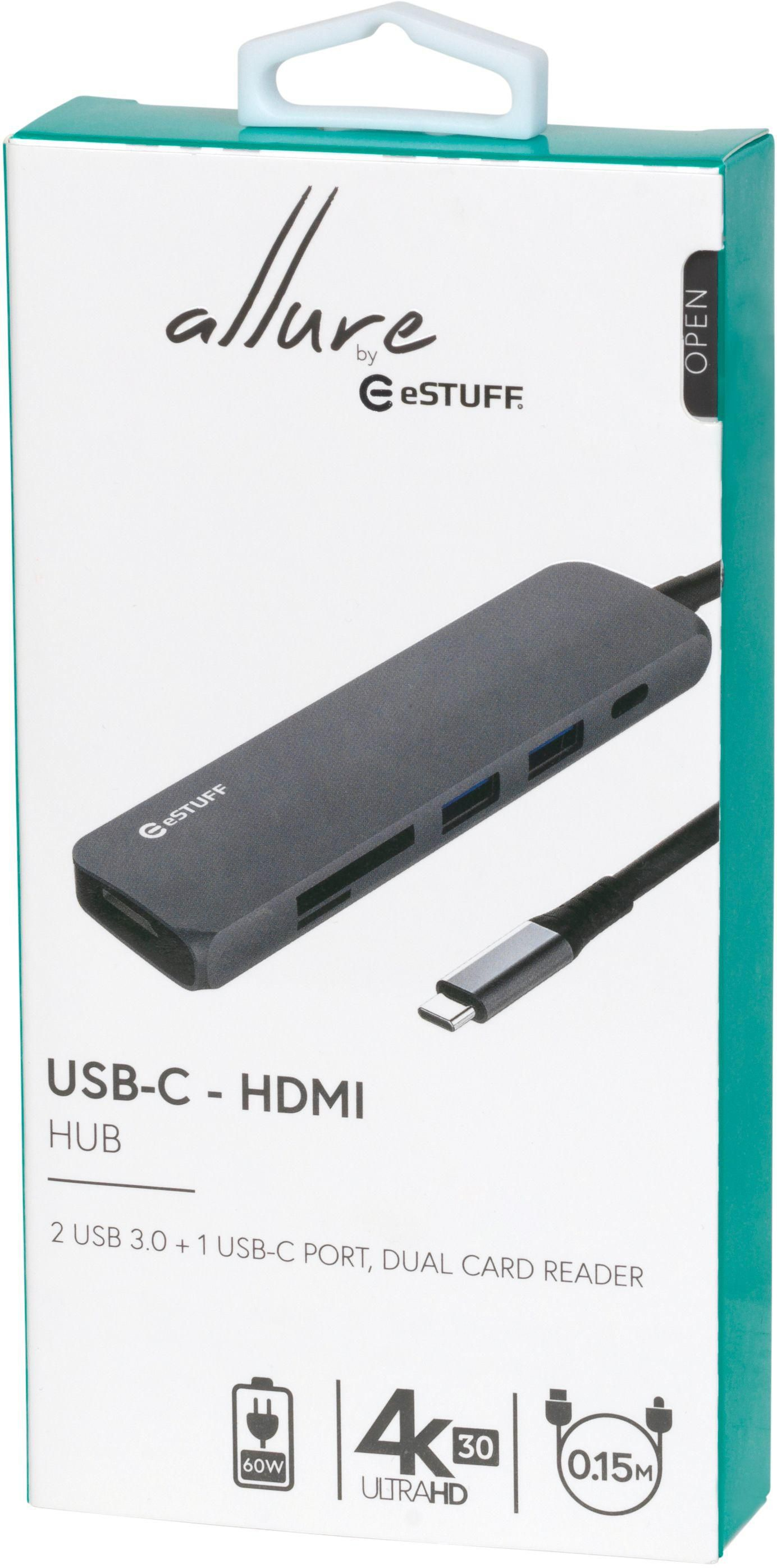 eSTUFF USB-C HDMI Hub Grey – image 4