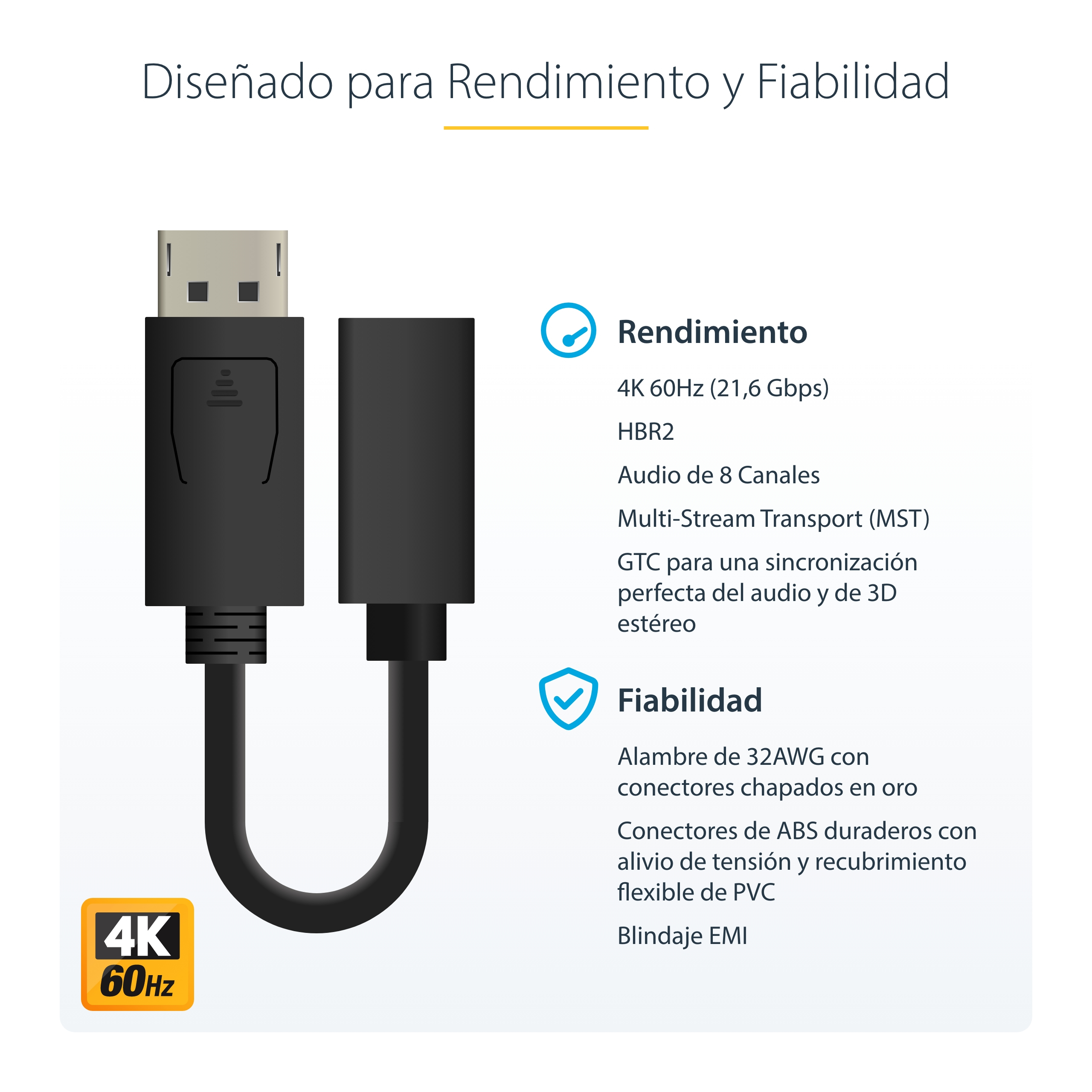 Adaptador StarTech.com DisplayPort Macho a Mini DisplayPort Hembra - 15cm - DP2MDPMF6IN Adaptador StarTech.com DisplayPort Macho a Mini DisplayPort Hembra - 15cm - DP2MDPMF6IN