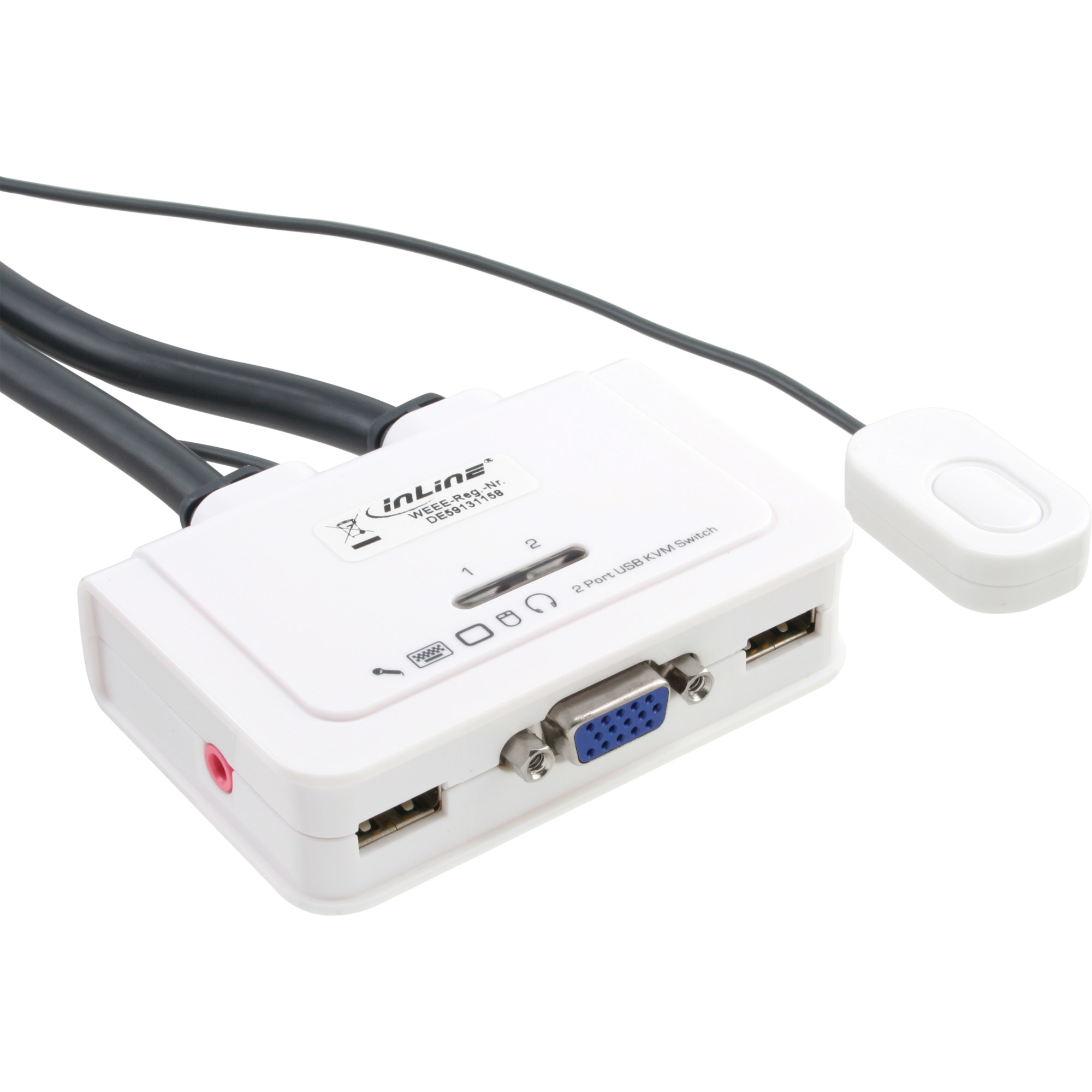 InLine KVM Switch 2 Port VGA USB with Audio