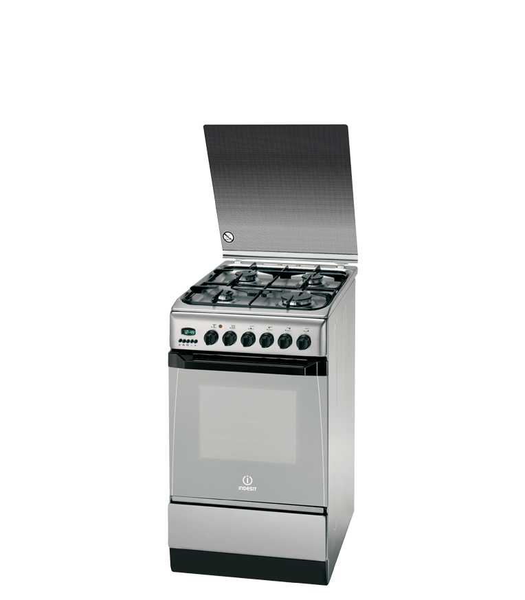 Indesit KN3G76SA(X)/CZ cooker Freestanding cooker Electric Gas Black, Stainless steel