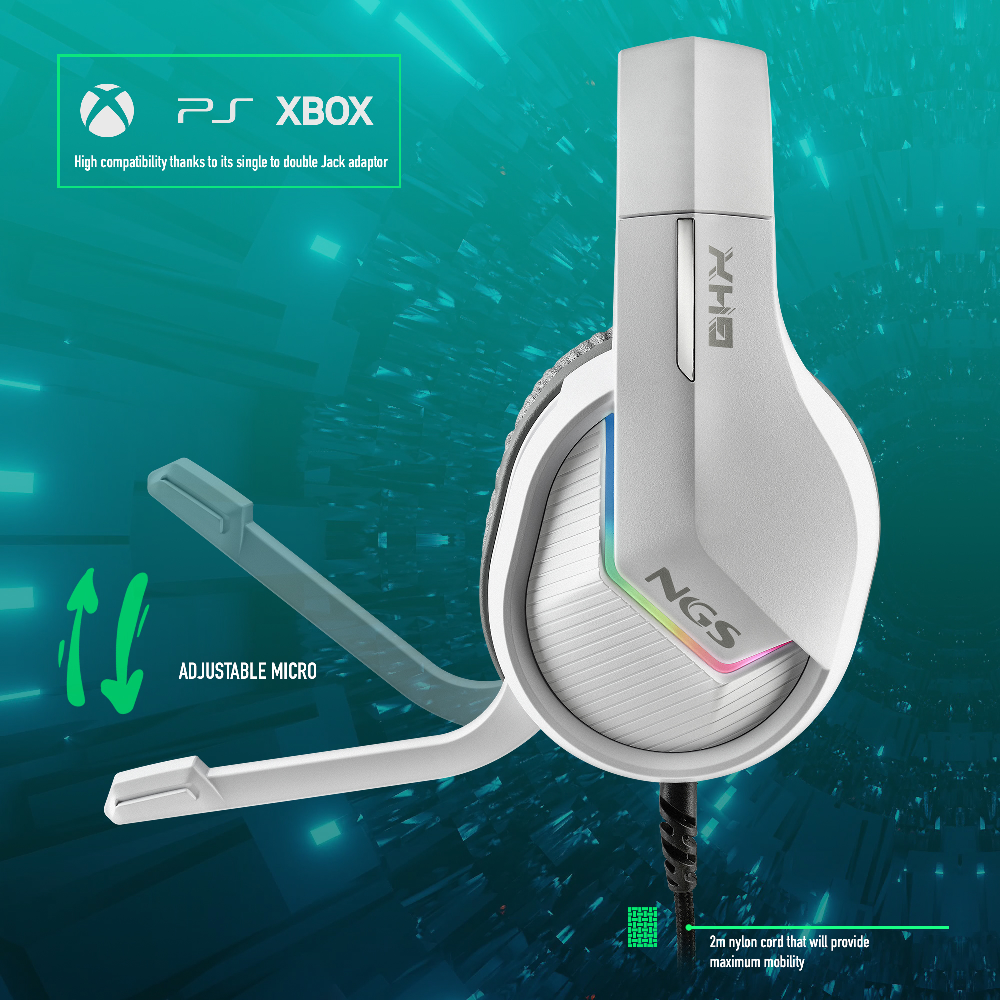 NGS GHX-515 Headset Wired Head-band Gaming USB Type-A White – image 9