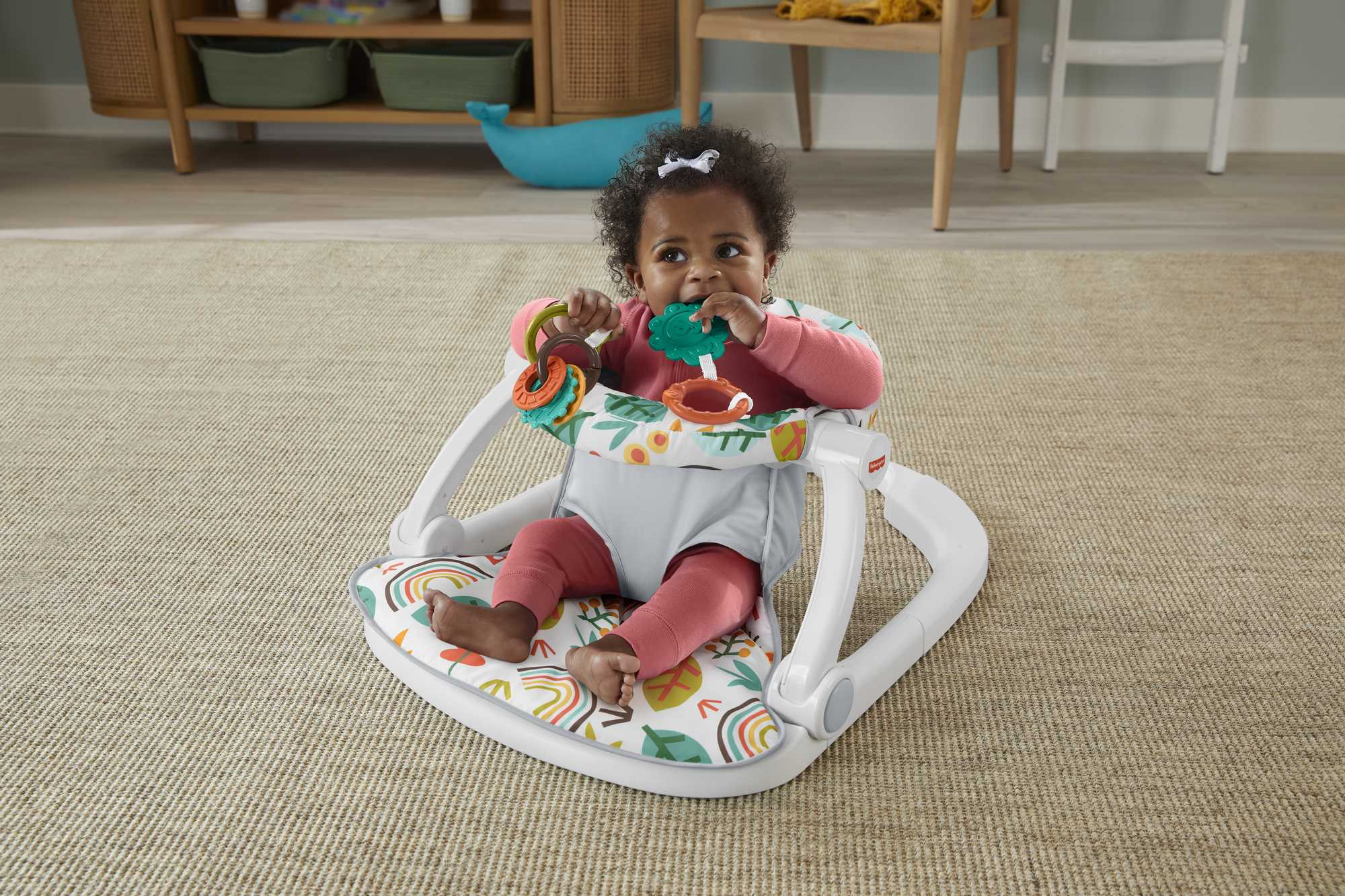 Resim Fisher-Price HNR19 Kumaş Mama Sandalyesi, Çok Renkli Desen