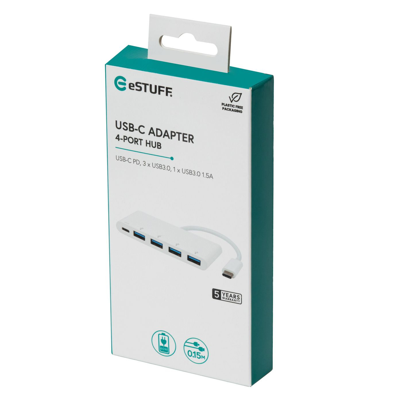 eSTUFF ES623007WH interface hub USB 3.2 Gen 1 (3.1 Gen 1) Type-C 5000 Mbit/s White – image 3