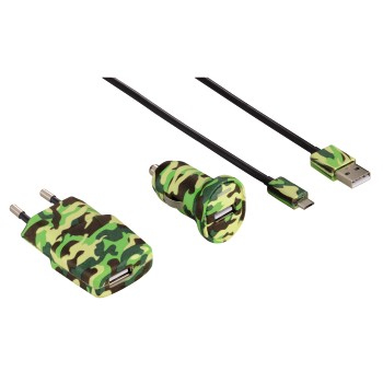 Hama 00138226 mobile device charger Universal Camouflage, Green USB Auto, Indoor
