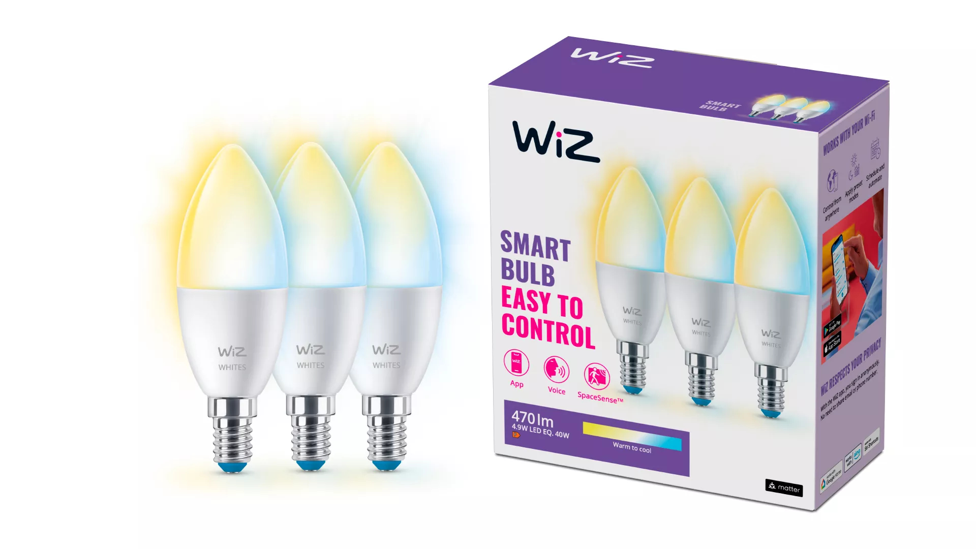 WiZ Candle 40 W C37 E14 x3 – image 2