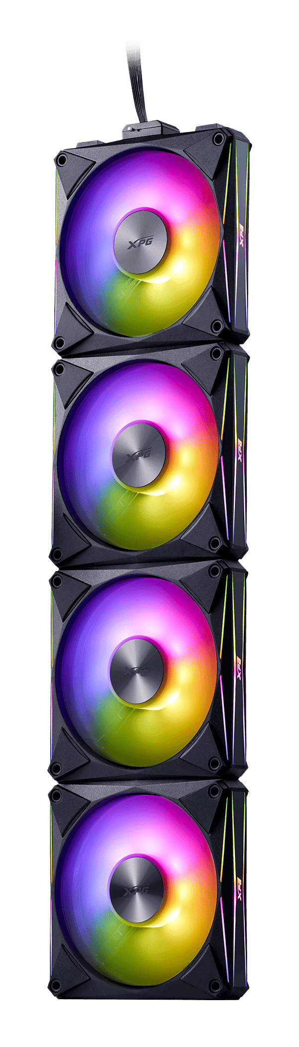 Kit de 4 Ventiladores 120mm XPG Hurricane Mag RGB, Sistema en Cadena, ARGB, Color Negro