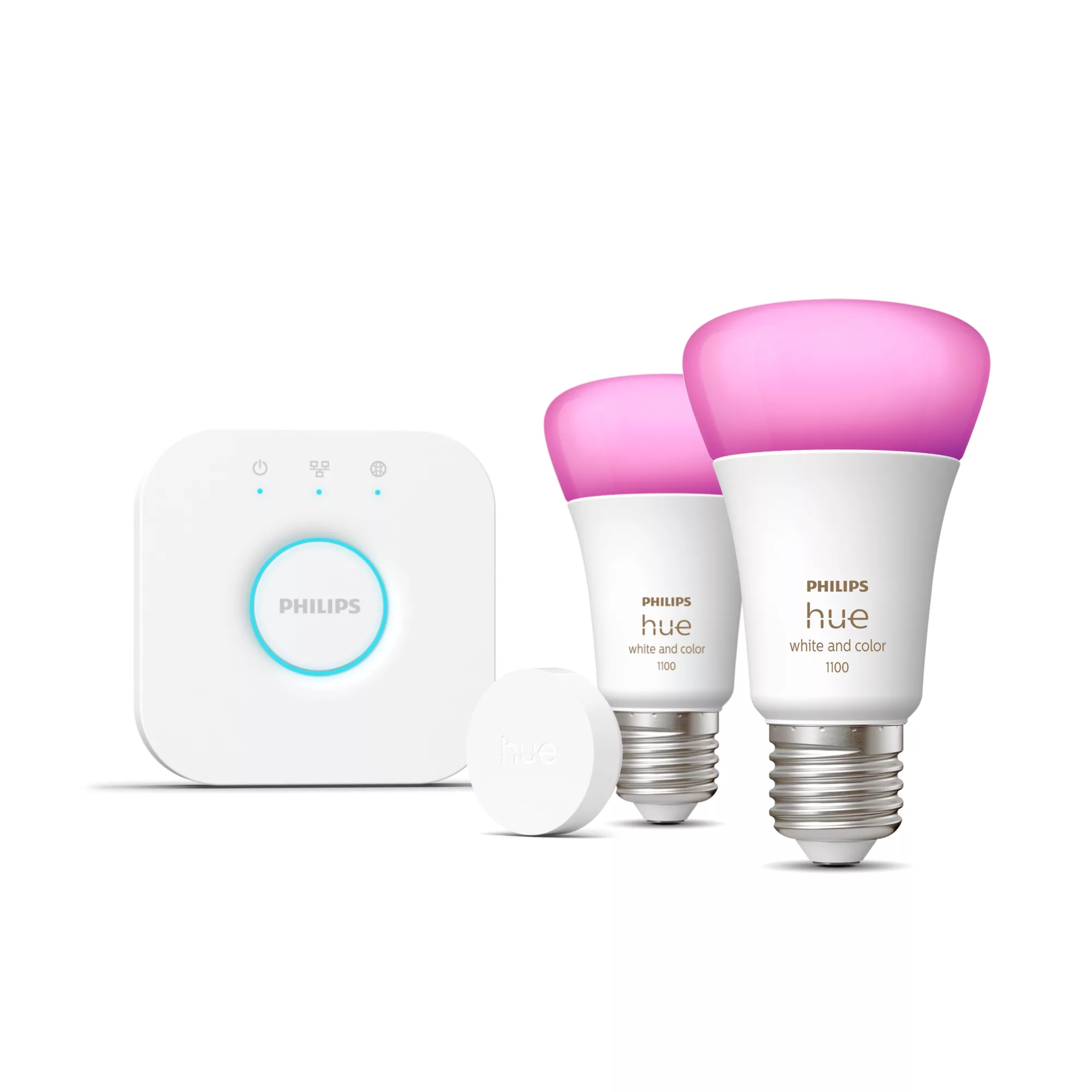 Philips by Signify Kit de démarrage : deux ampoules connectées E27 (1100) + bouton intelligent