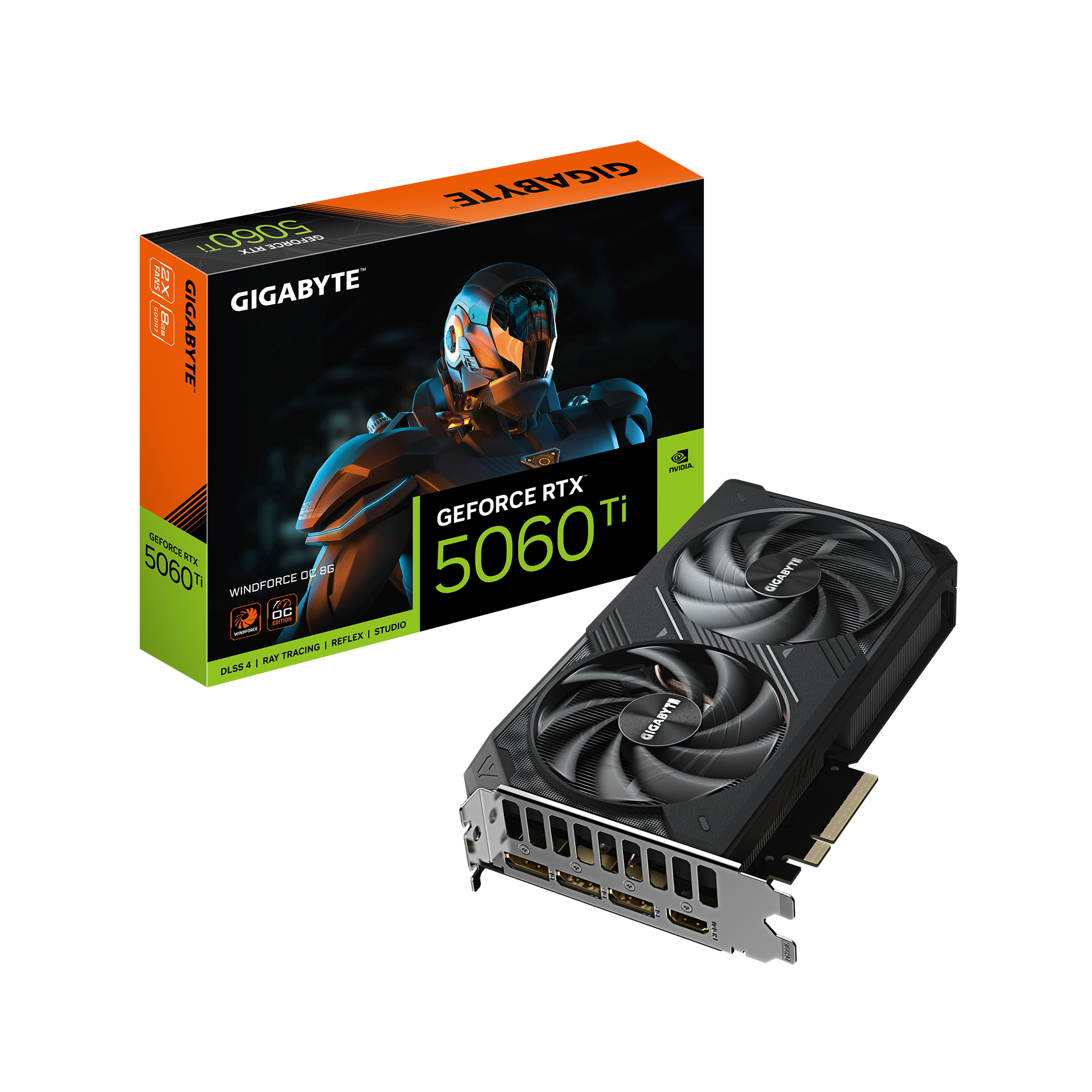 GIGABYTE GeForce RTX 5060 Ti WINDFORCE OC 8G Scheda Grafica – 8 GB GDDR7, 128 bit, PCI-E 5.0, 2587 MHz Frequenza del core, 3