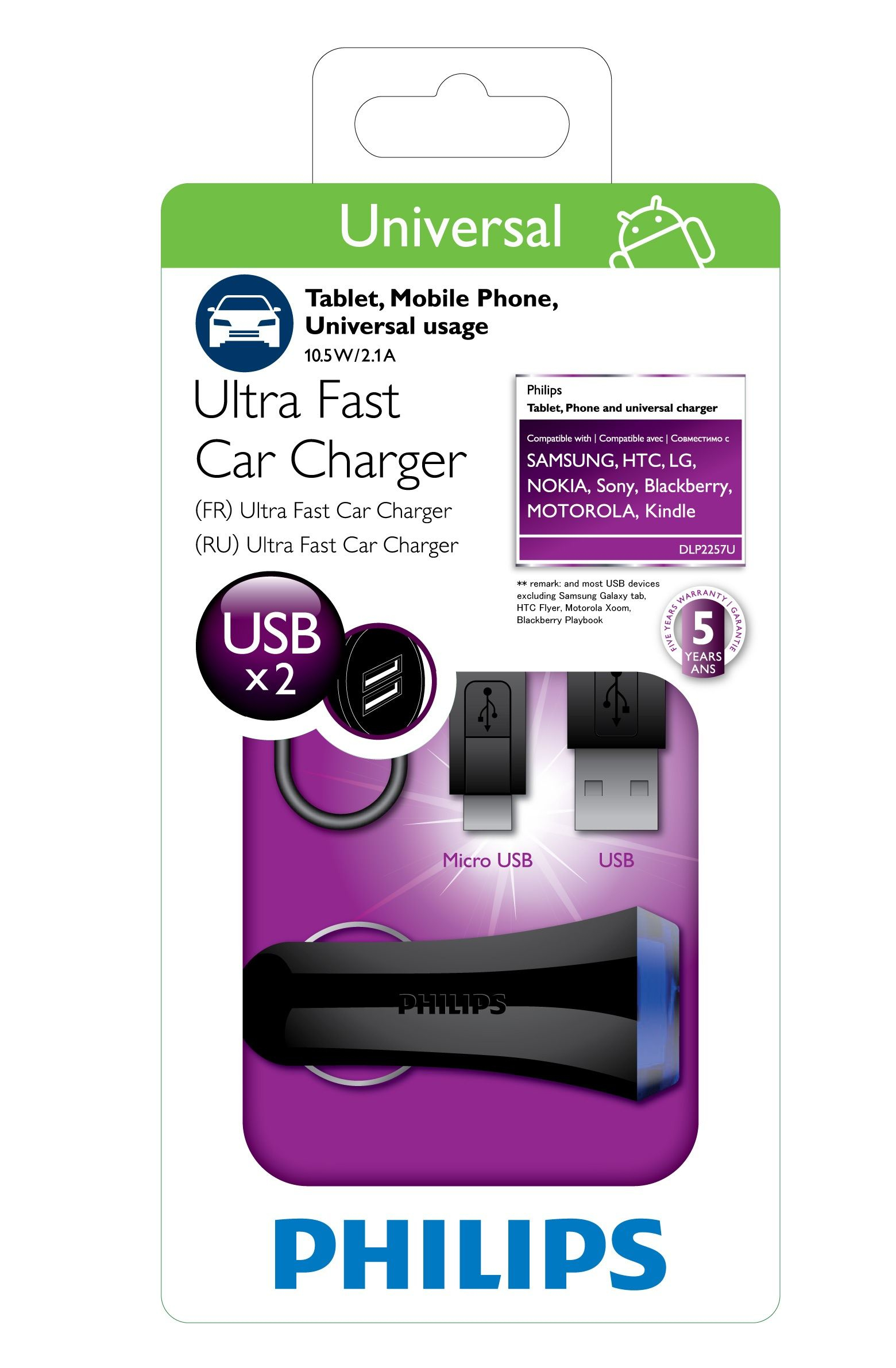 Philips DLP2257U/37 mobile device charger GPS, Mobile phone, Smartphone, Tablet, Universal Black Cigar lighter Auto – image 2
