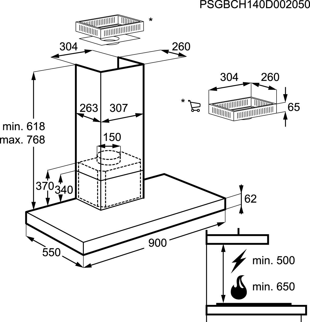 AEG X99484MD20 Wall-mounted Stainless steel 691 m³/h – image 3