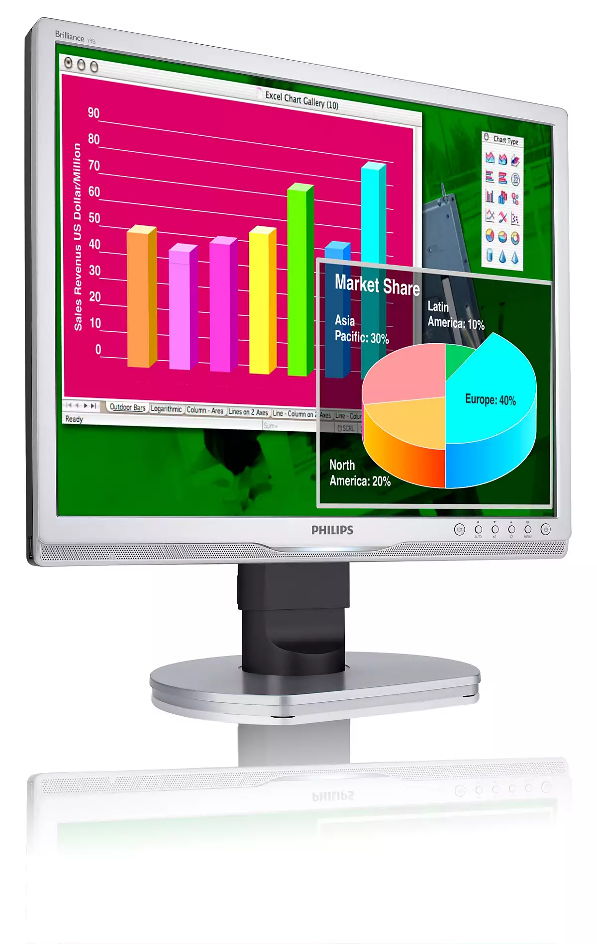 Philips Brilliance LCD monitor with Ergo base, USB, Audio 19B1CS/00 – image 2