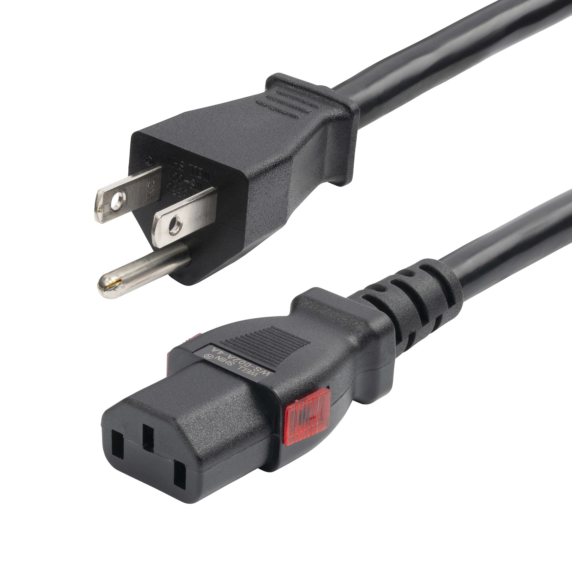 StarTech.com 12ft (3.6m) Heavy Duty Power Cord, NEMA 5-15P to Locking C13 AC Power Cable, 15A 125V, 14AWG, Replacement Computer Power Cord, TAA Compliant, UL Listed