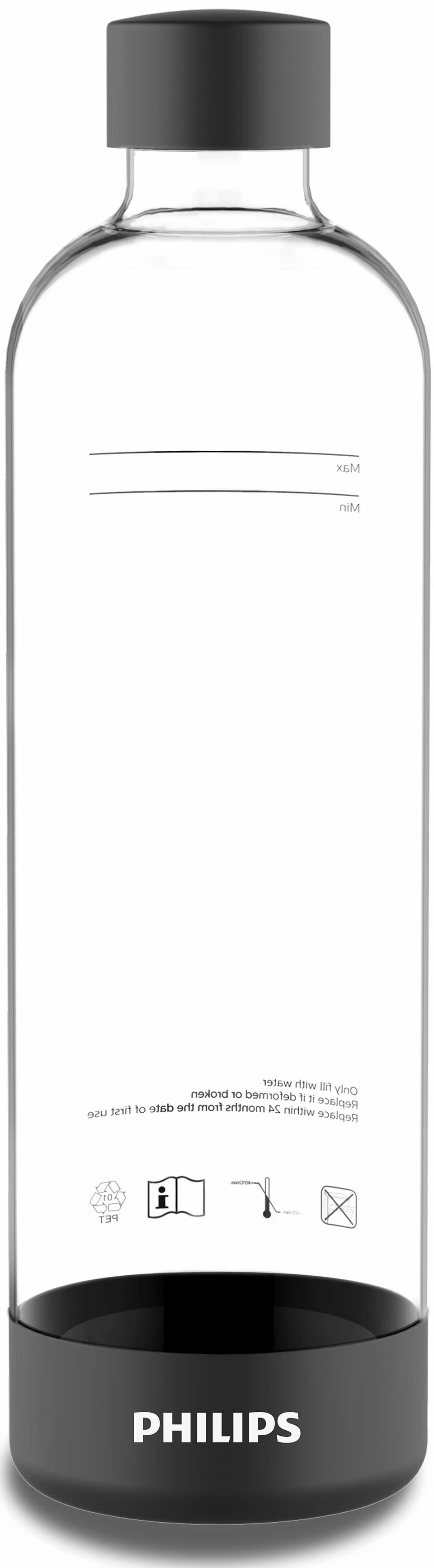 Philips ADD911BK/10 Karbonat Şişesi - 1 L, PET, Şeffaf/Siyah (2'li Paket)