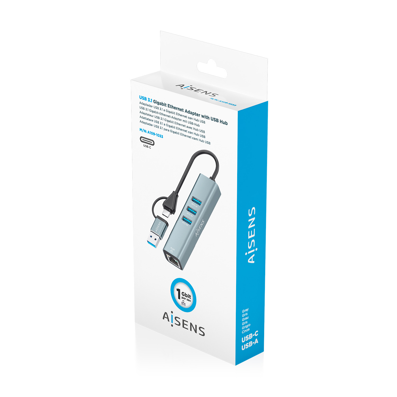 AISENS A109-1033 laptop dock/port replicator Wired USB 3.2 Gen 1 (3.1 Gen 1) Type-C Grey – image 7