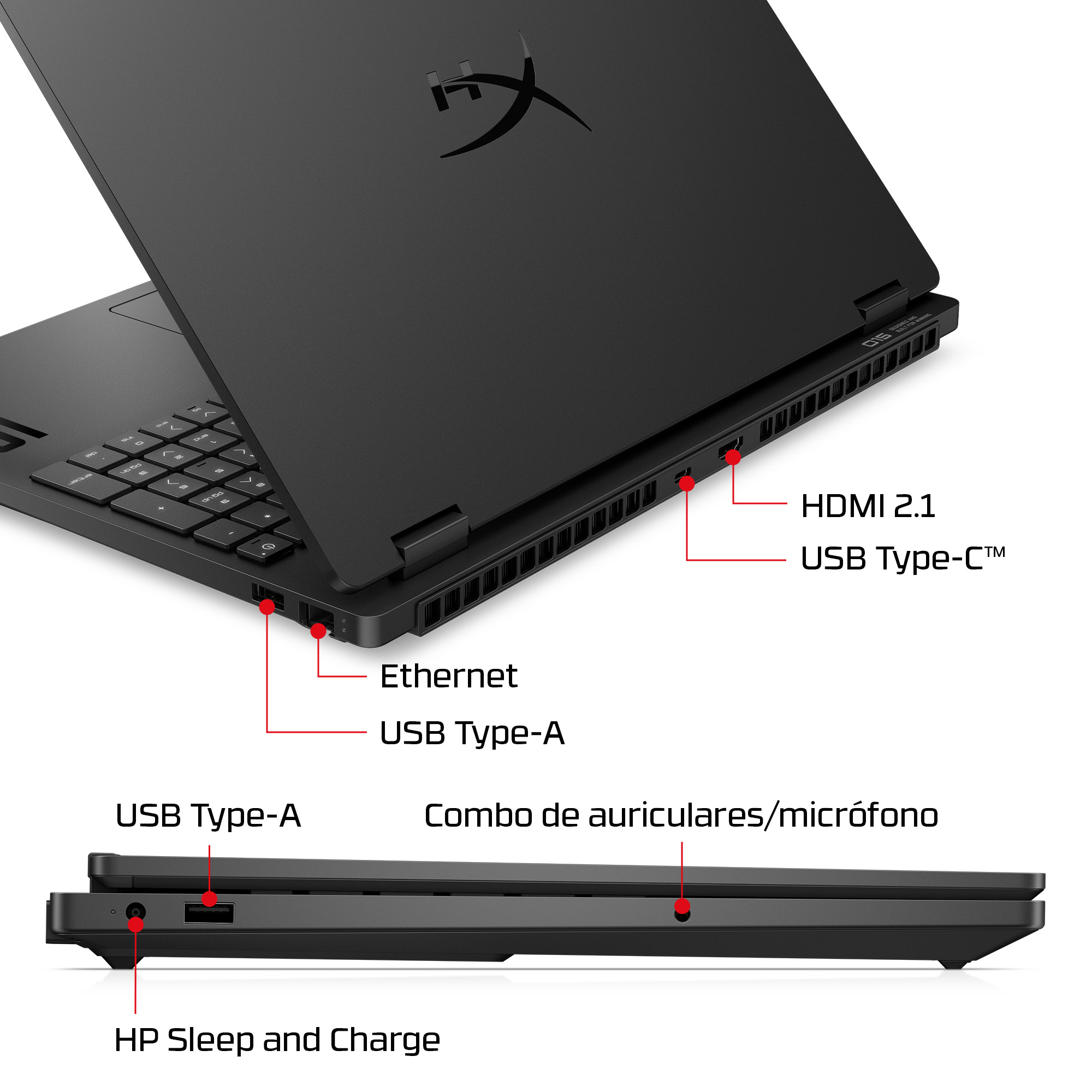 HP - Portátil Gaming HyperX OMEN 15-gb0002ns, Ryzen 7-260, 24GB, 1TB SSD, Nvidia GeForce RTX 5060 8GB, 15,3', W11, Sin cargador. - imagen 5