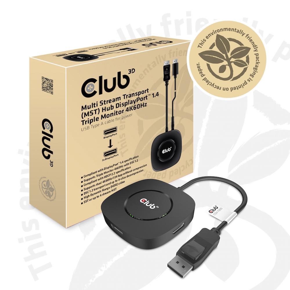 CLUB3D Multi Stream Transport(MST) Hub DisplayPort™ 1.4 Triple Monitor 4K60HZ – image 8