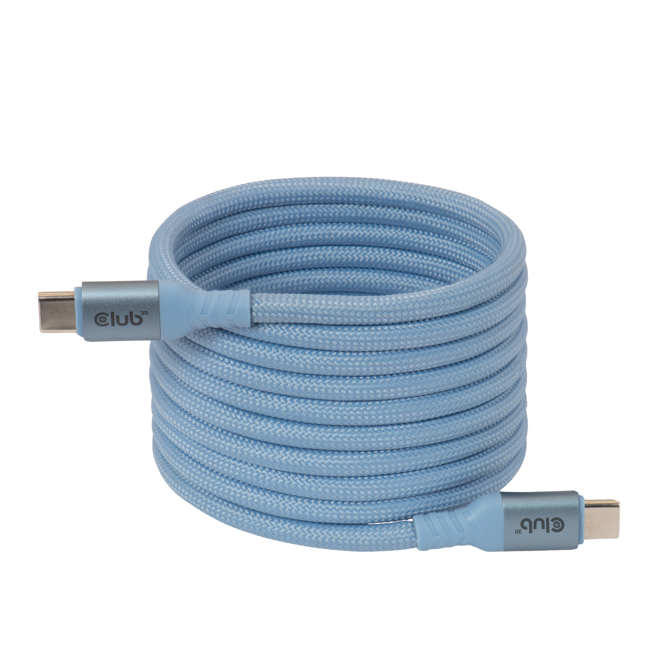 CLUB3D USB-C® Magnetic-Coil 240W PD3.1 Blue Cable 2m / 6.56ft Fast Charging