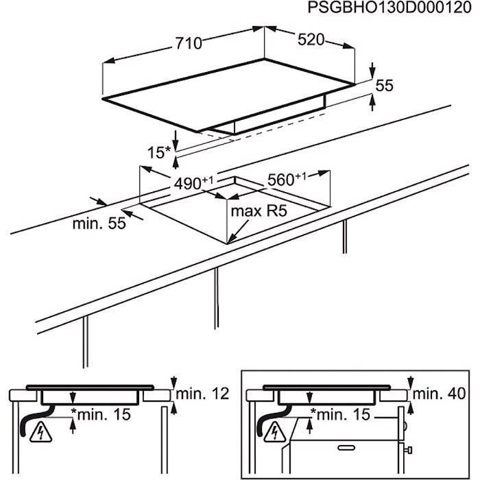 Electrolux EHN7532LOK Black Built-in Zone induction hob 3 zone(s) – image 2